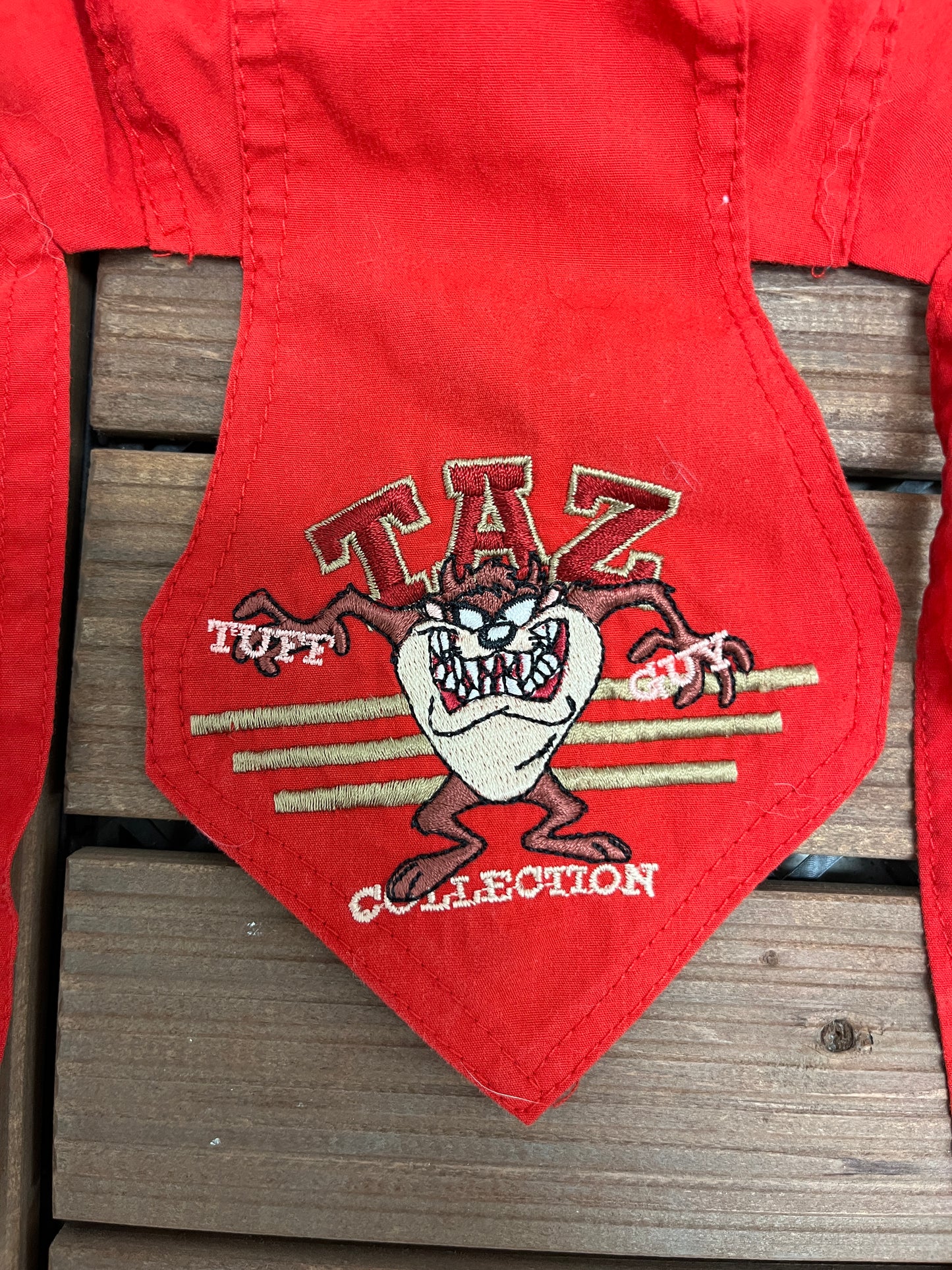 Taz Embroidered Graphic Durag | Standard Sizing | Vintage 1990s Promotional Cartoon Red Durag |