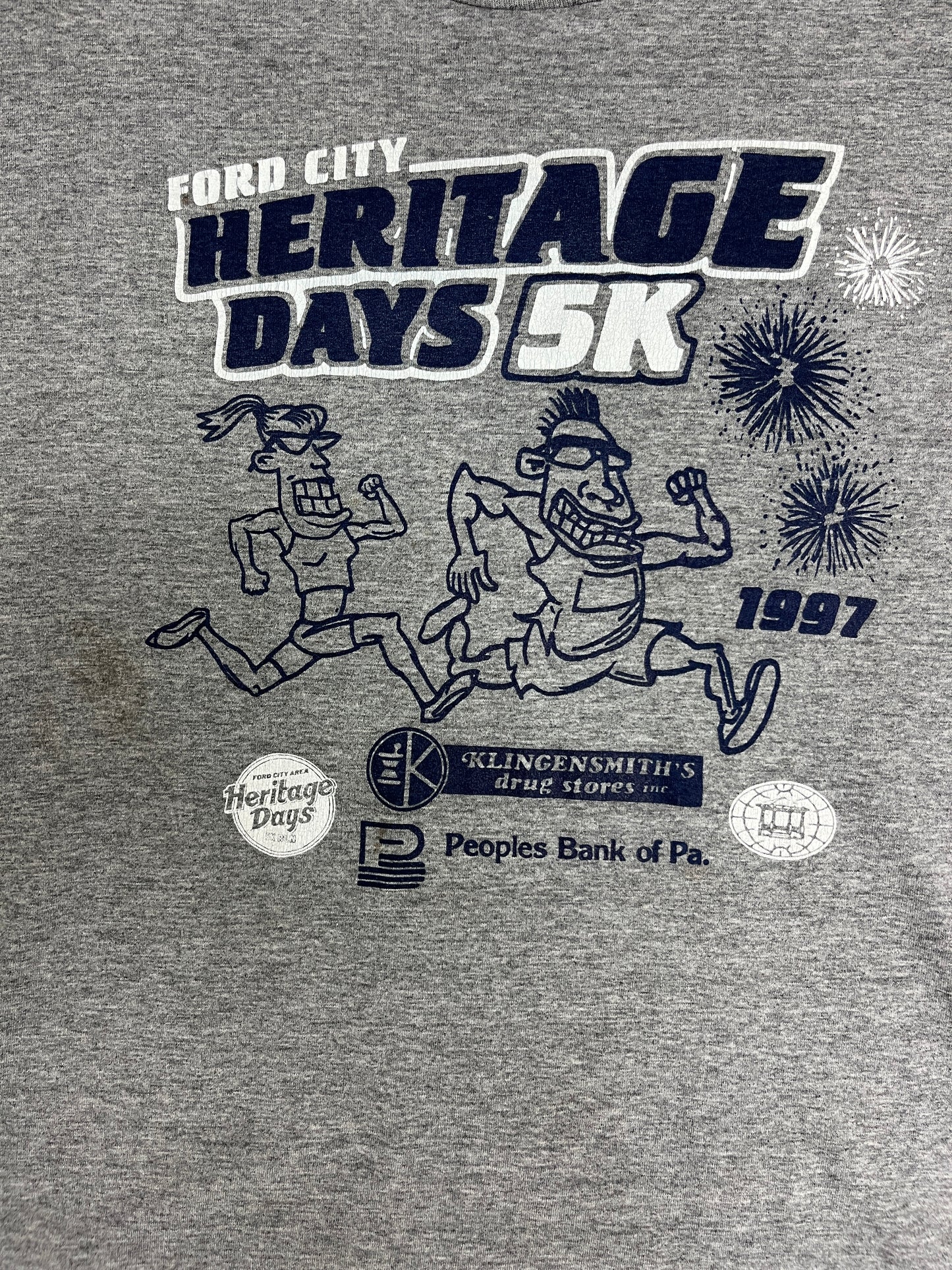 Ford City Heritage Days 5K Graphic Tee | Size Large | Vintage 1990s Marathon Grey T-Shirt | Made in USA |