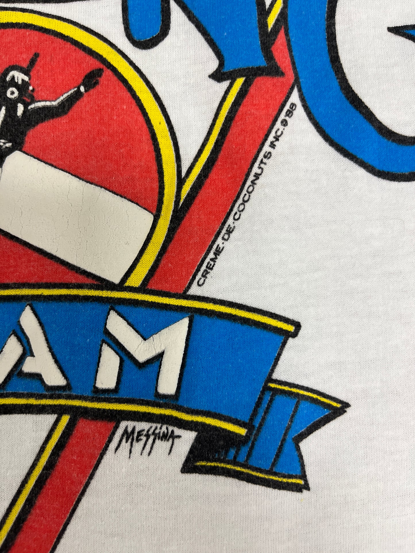 Upper Main Line Diving Team Graphic Tee | Size X-Large | Vintage 1980s Single Stitch White T-Shirt |