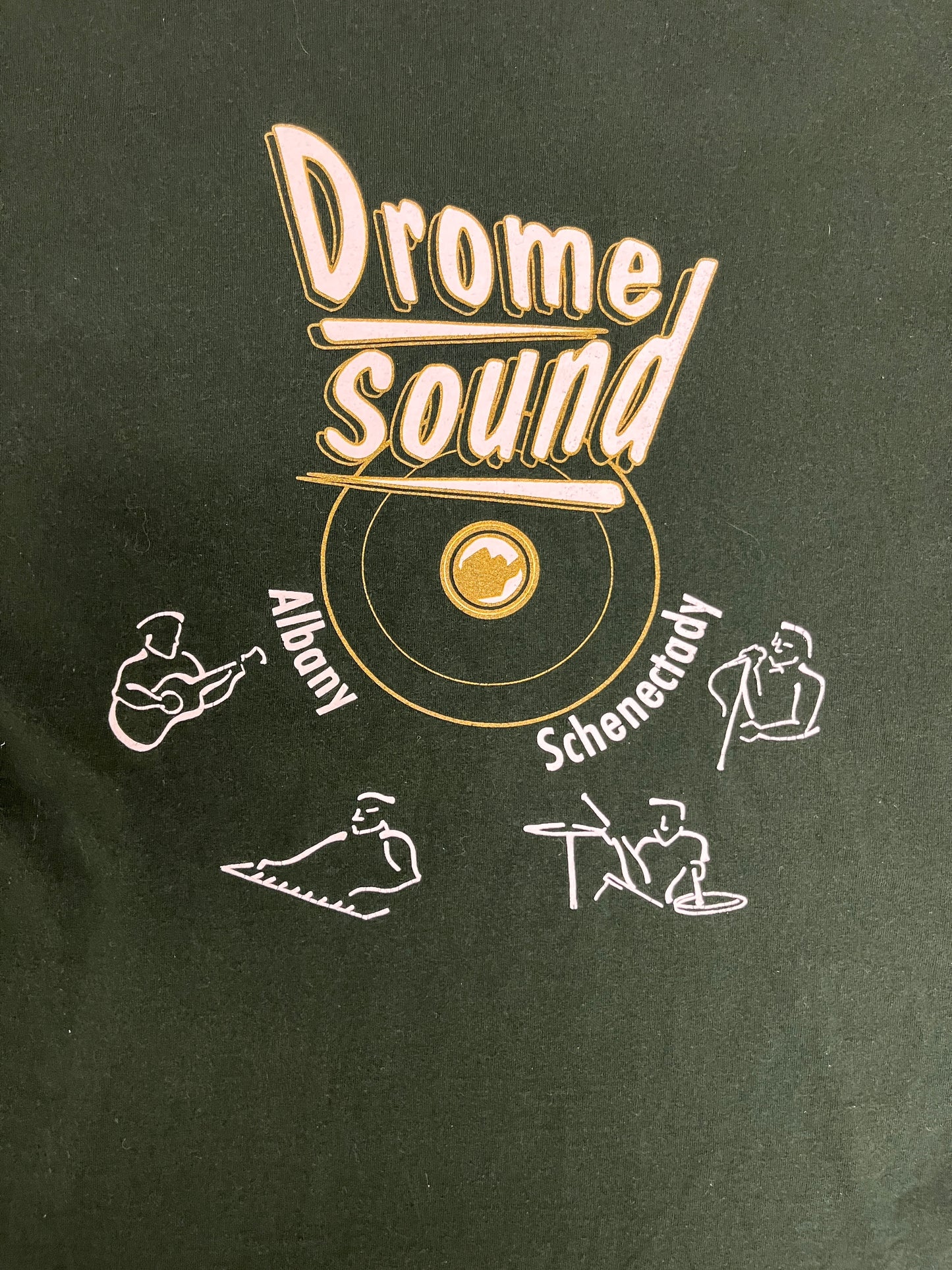 Drome Sound Music Store Graphic Tee | Size X-Large | Vintage 2000s Promotional Green T-Shirt |
