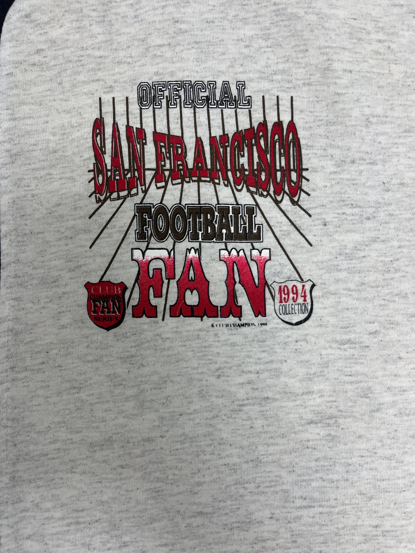 San Francisco 49ers Graphic Baseball Jersey | One Size Fits All | Vintage 1990s NFL Football Grey Jersey |