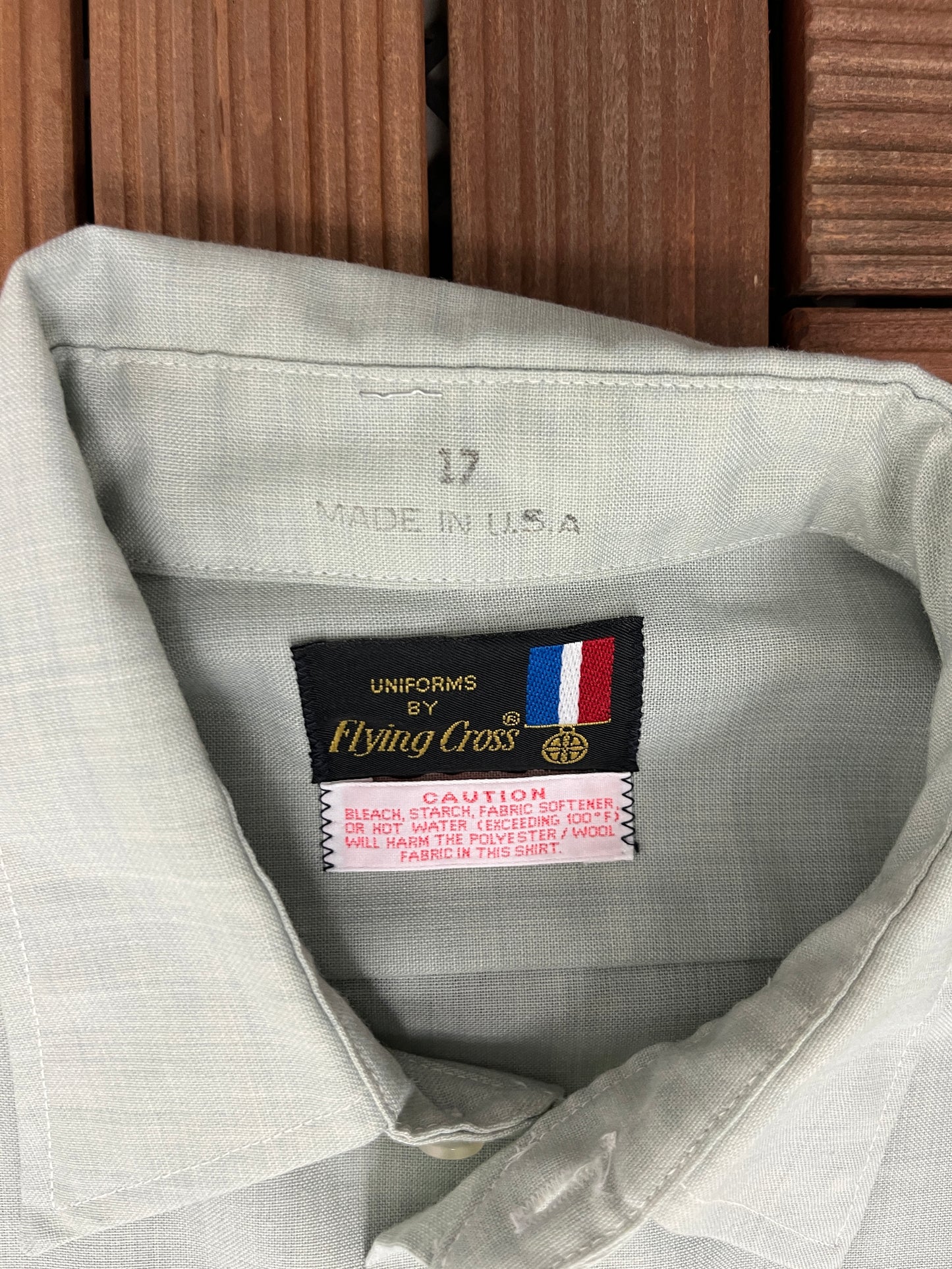 Uniforms by Flying Cross Button Down Shirt | Size X-Large | Vintage 1990s Uniform Light Green Button Down | Made in USA |