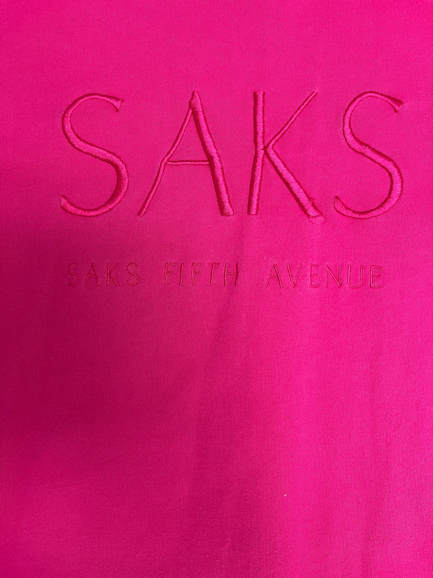 Saks Fifth Avenue Graphic Crewneck | Size Medium | Vintage 2000s Promotional Pink Sweater |