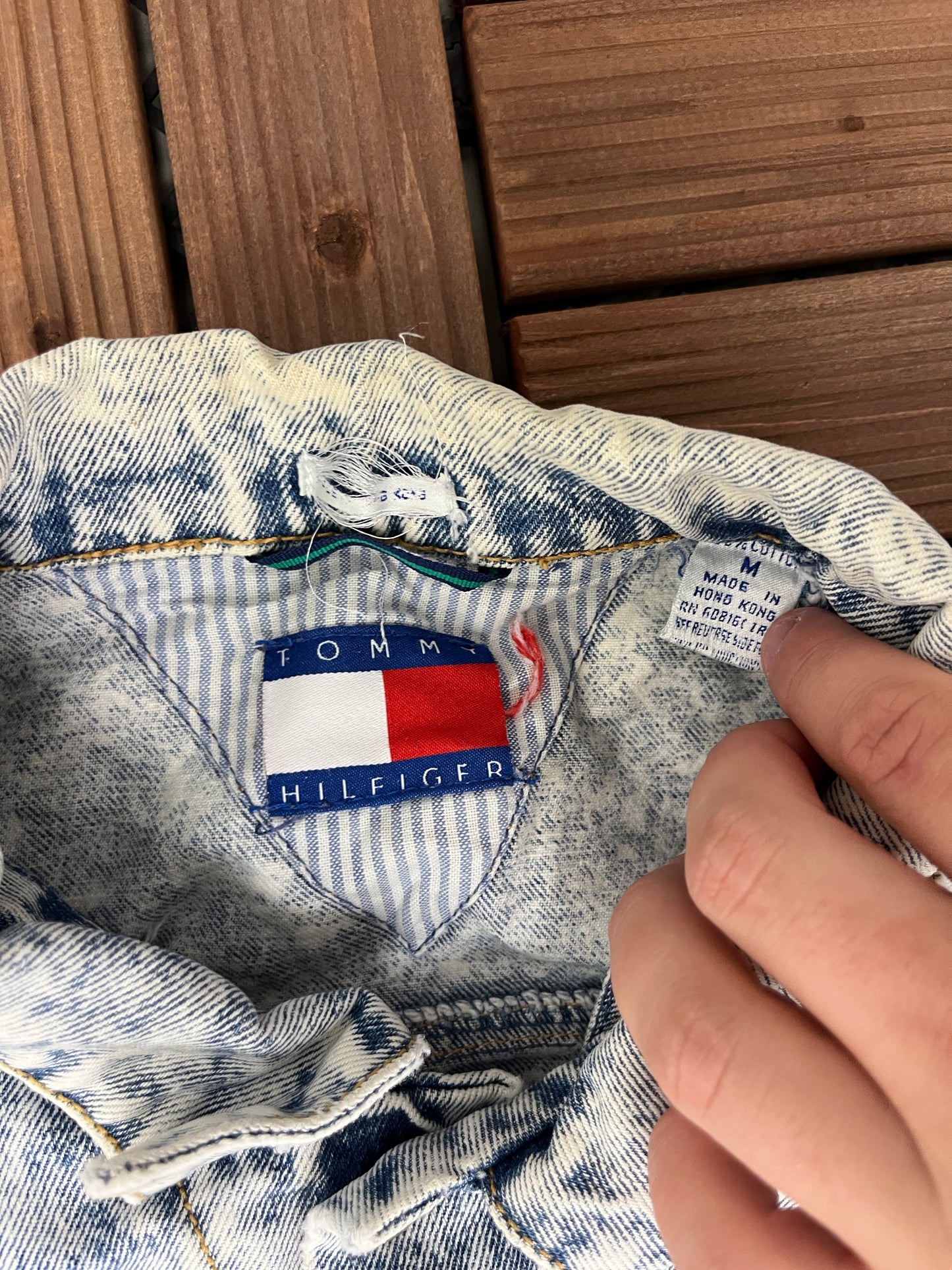 Tommy Hilfiger Crest Denim Jean Jacket Vest | Size Medium | Vintage 2000s Branded Light Blue Denim Vest |