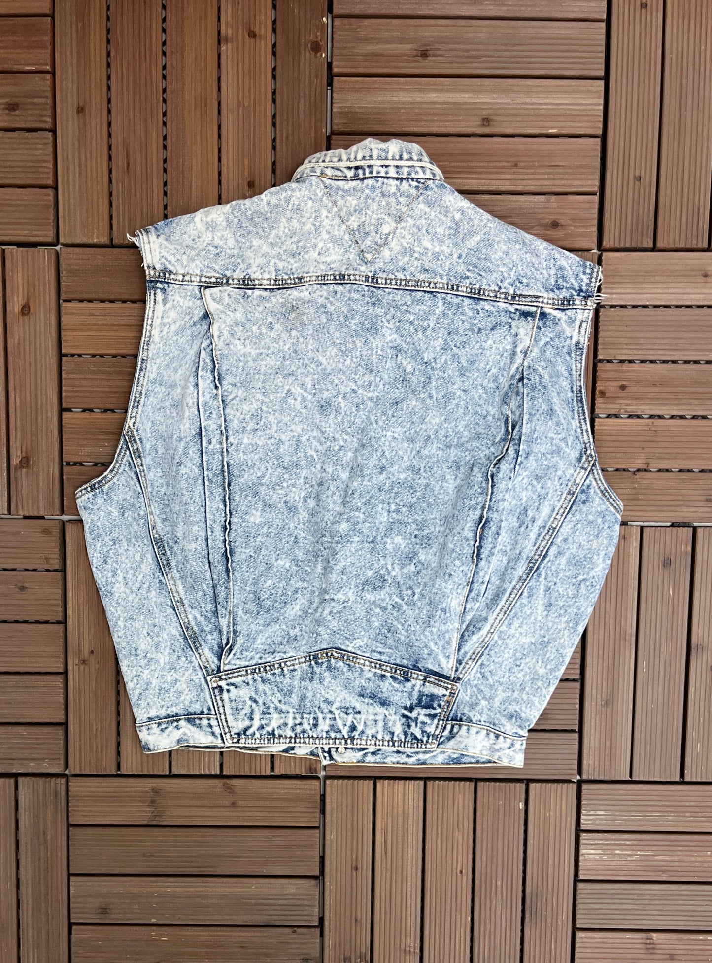 Tommy Hilfiger Crest Denim Jean Jacket Vest | Size Medium | Vintage 2000s Branded Light Blue Denim Vest |