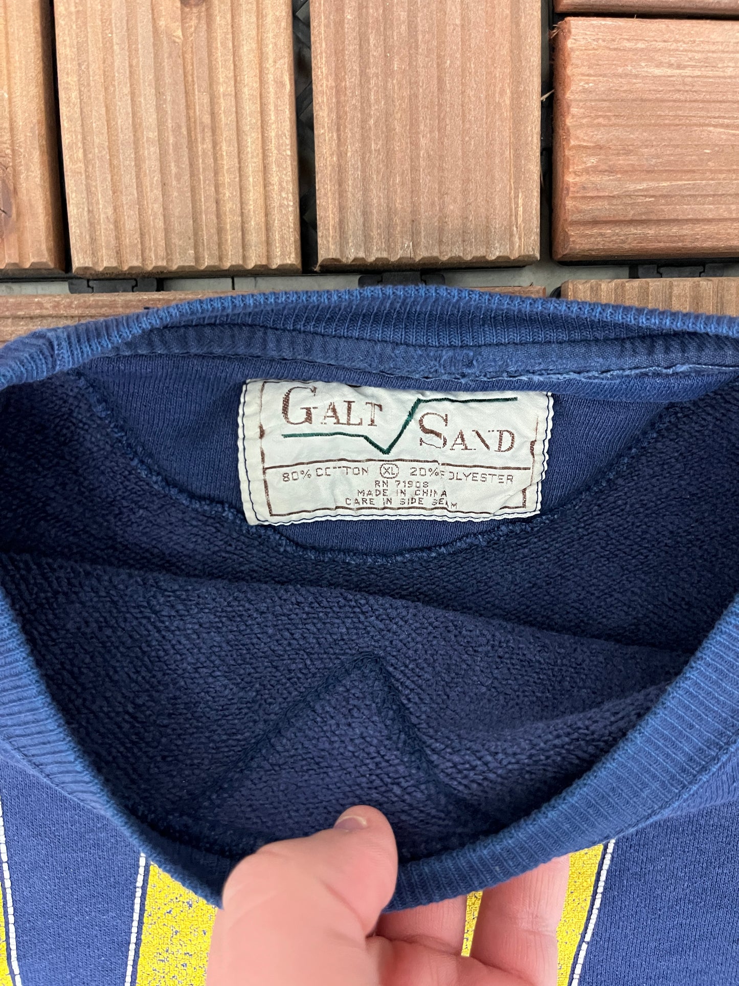 Annapolis Navy Graphic Crewneck | Size X-Large | Vintage 1990s Galt Sand College Blue Sweater |