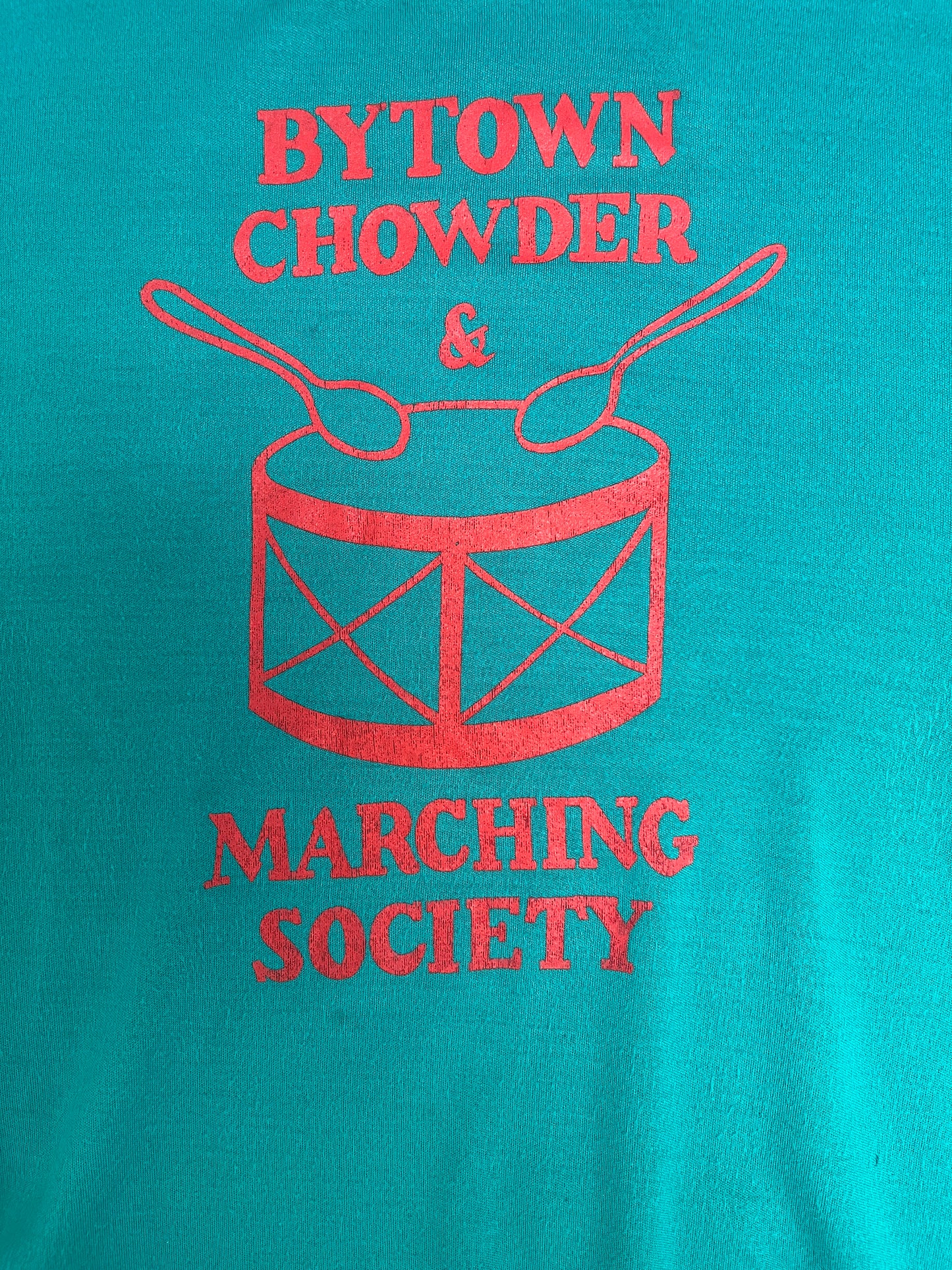 Bytown Chowder & Marching Society Graphic Crewneck | Size X-Large | Vintage 1990s Teal Promotional Sweater |