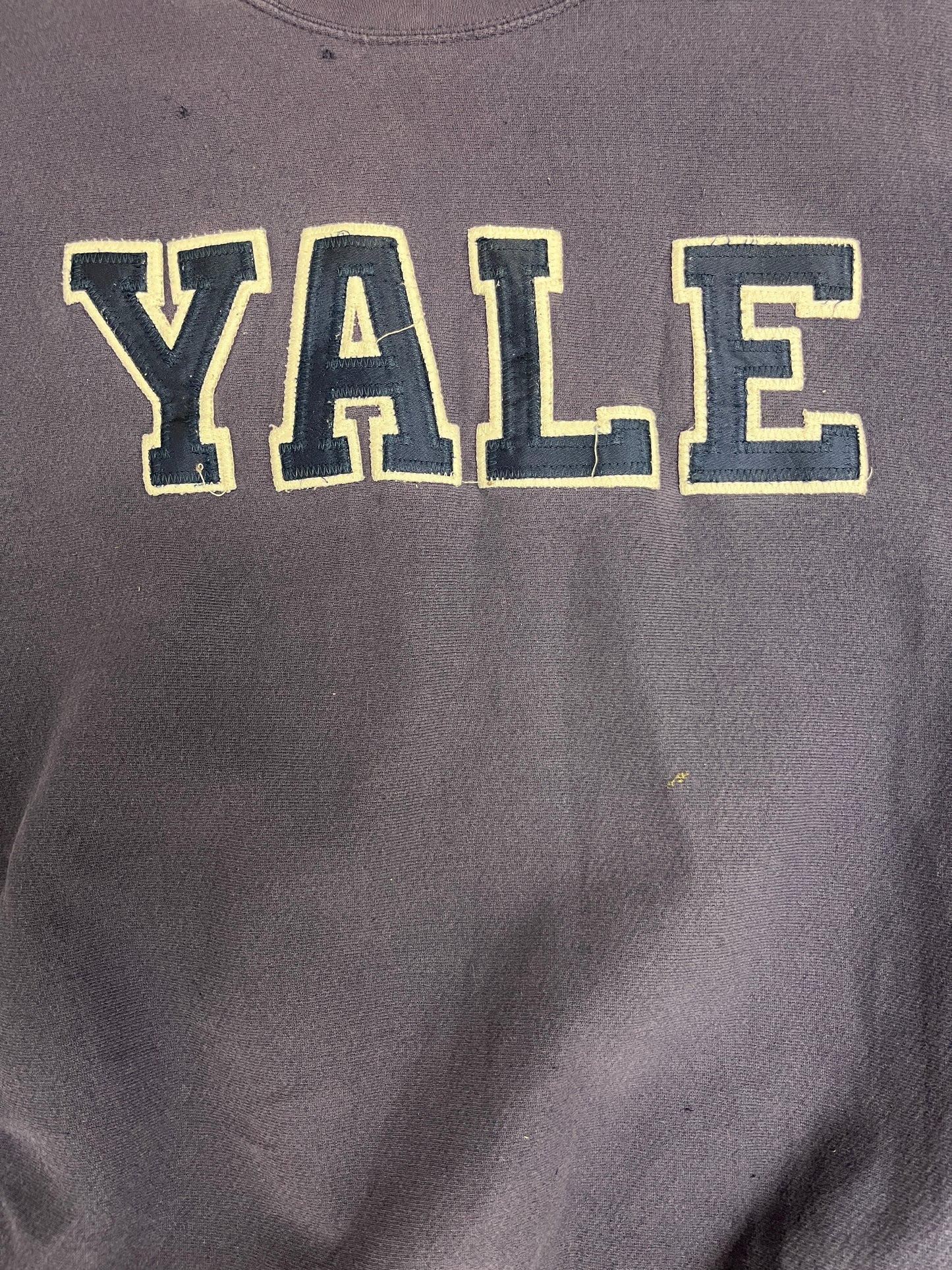 Yale University Spell Out Stitched Graphic Crewneck | Size X-Large | Vintage 1990s Made in USA College Blue Sweater |