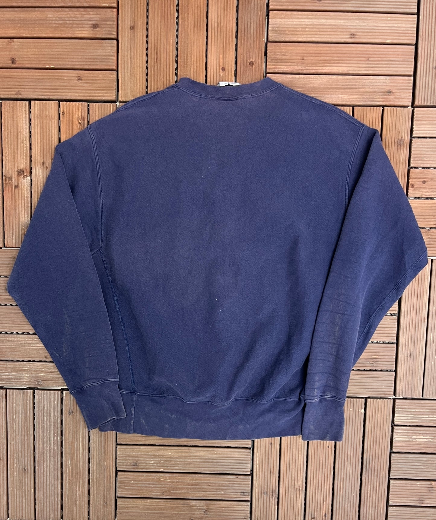 Yale University Spell Out Stitched Graphic Crewneck | Size X-Large | Vintage 1990s Made in USA College Blue Sweater |