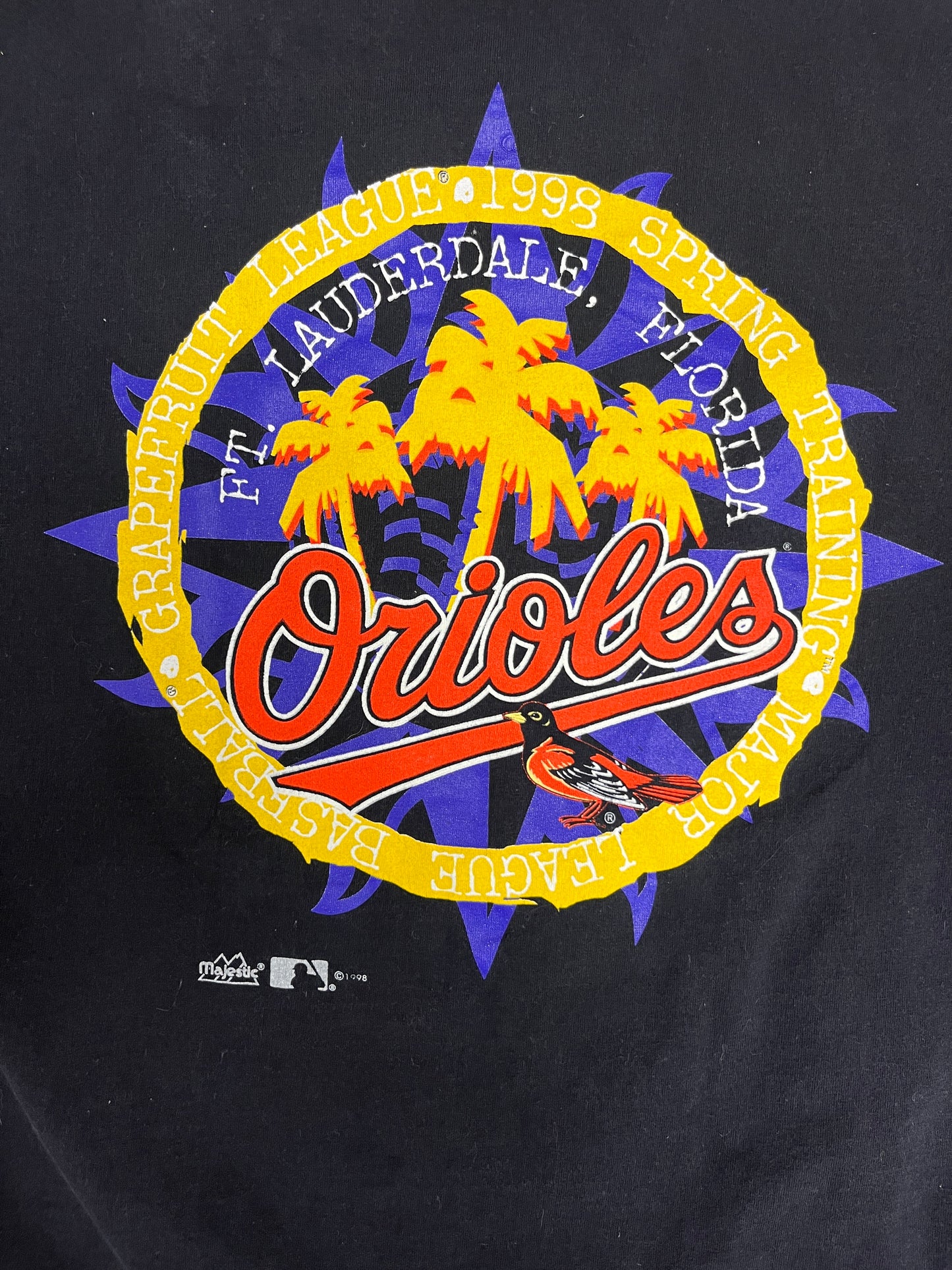 Baltimore Orioles Grapefruit League Spring Training Graphic Tee | Size XL | Vintage 1990s MLB Baseball Black T-Shirt |
