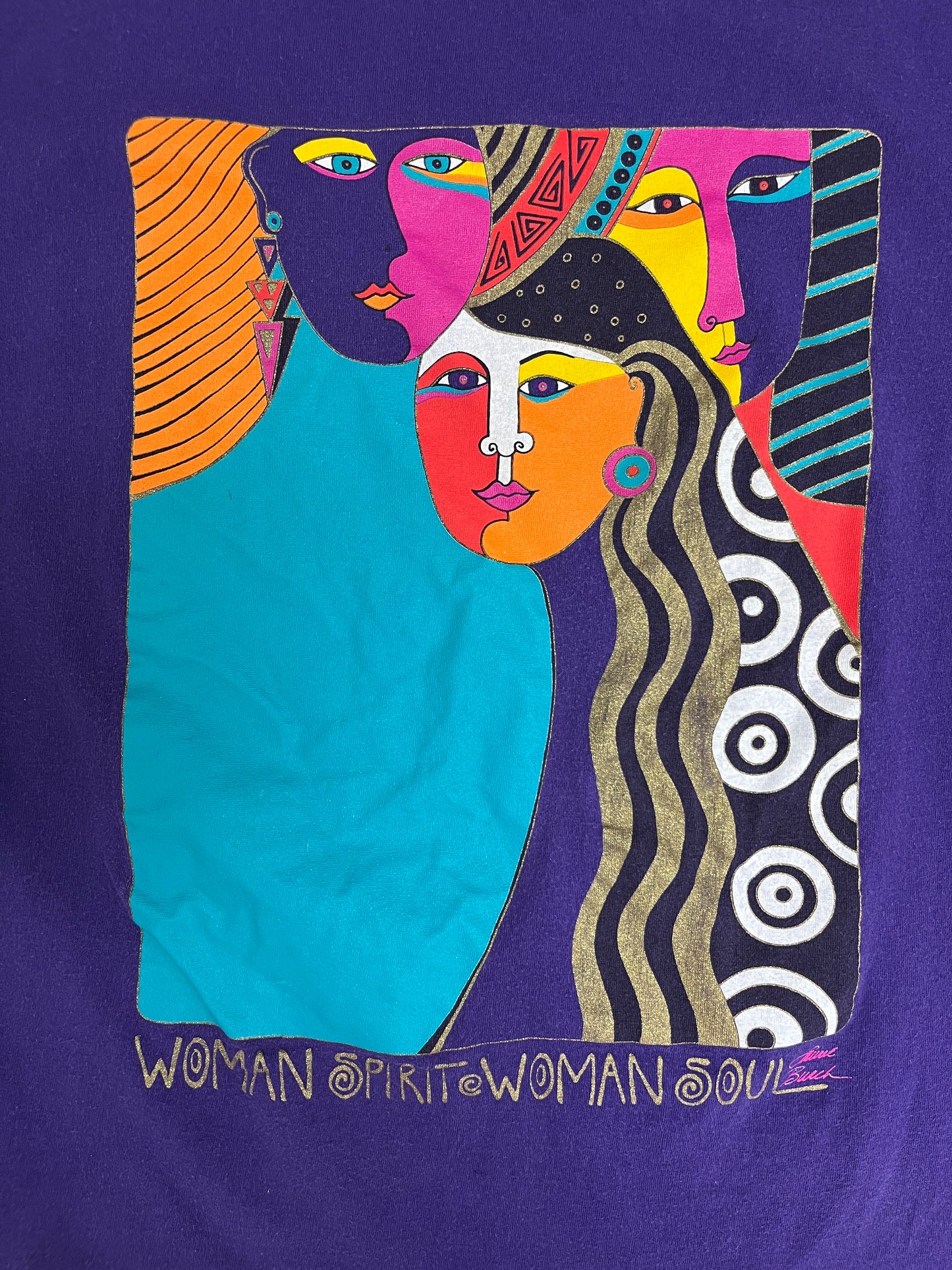 Woman Spirit Woman Soul Graphic Tee | One Size Fits All | Vintage 1990s Single Stitch Purple T-Shirt |