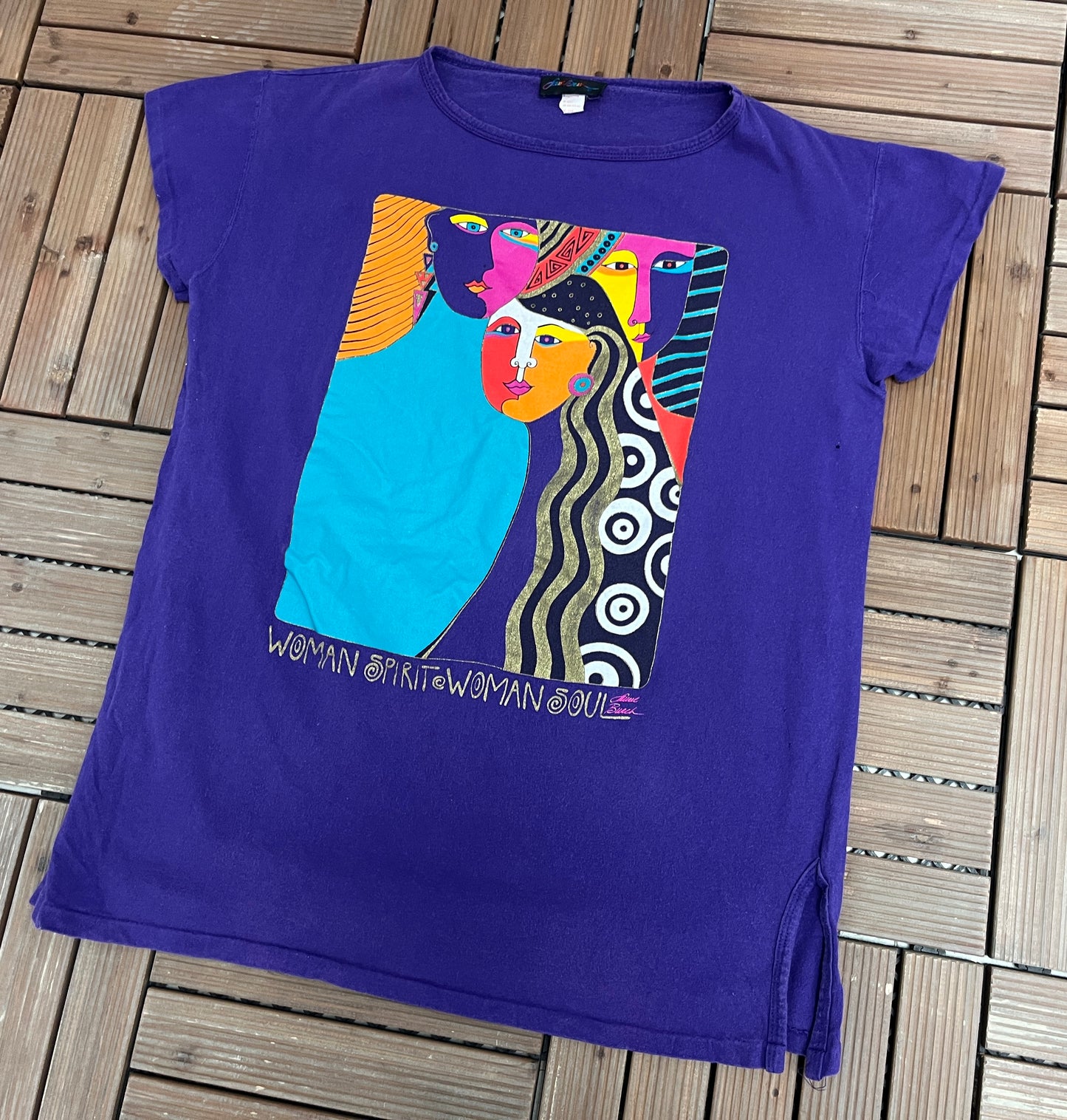 Woman Spirit Woman Soul Graphic Tee | One Size Fits All | Vintage 1990s Single Stitch Purple T-Shirt |