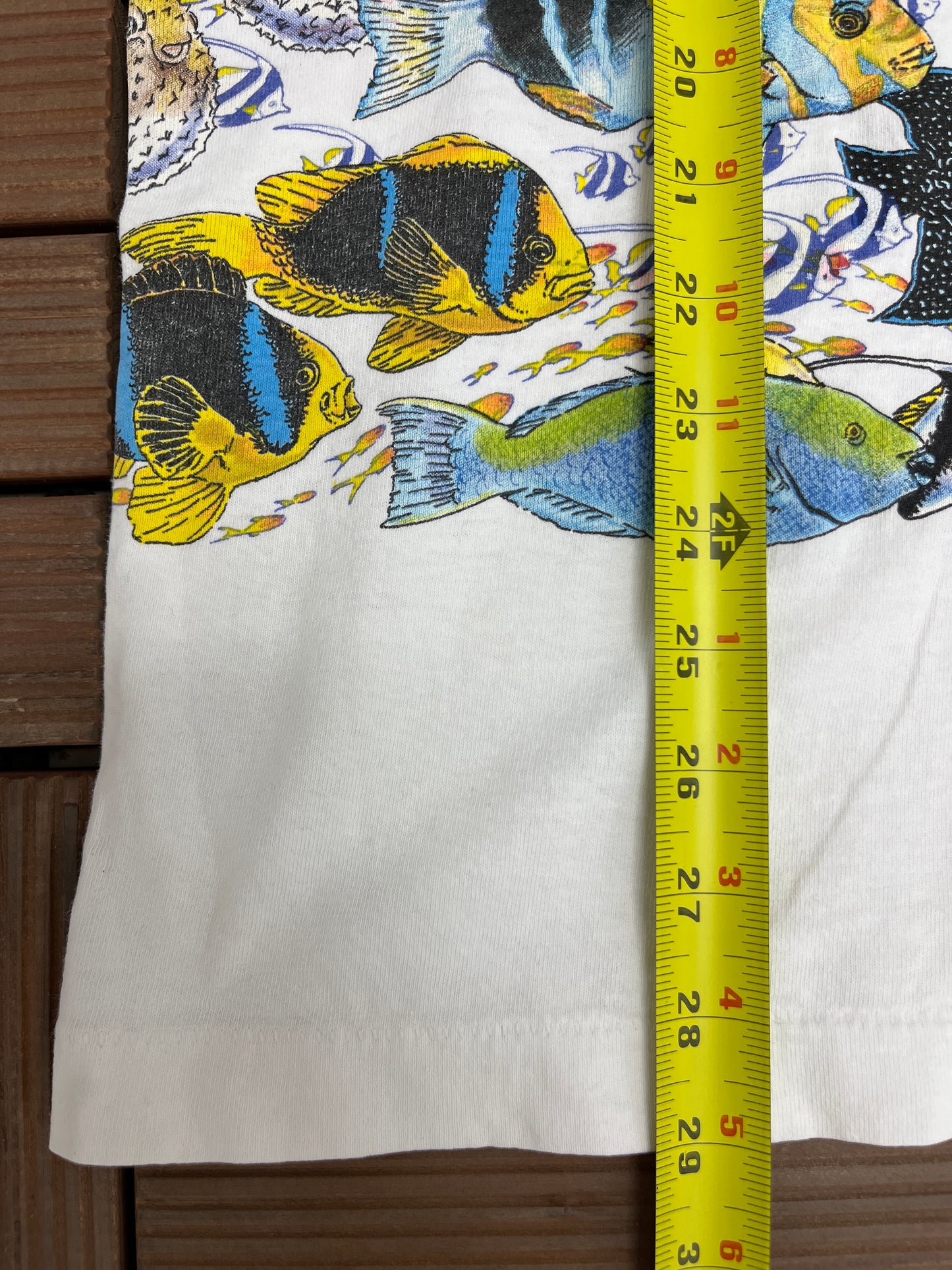 St. John Virgin Islands Fish Graphic Tee | Size X-Large | Vintage 1990s Tourist Promotional White T-Shirt | Free Shipping to USA |