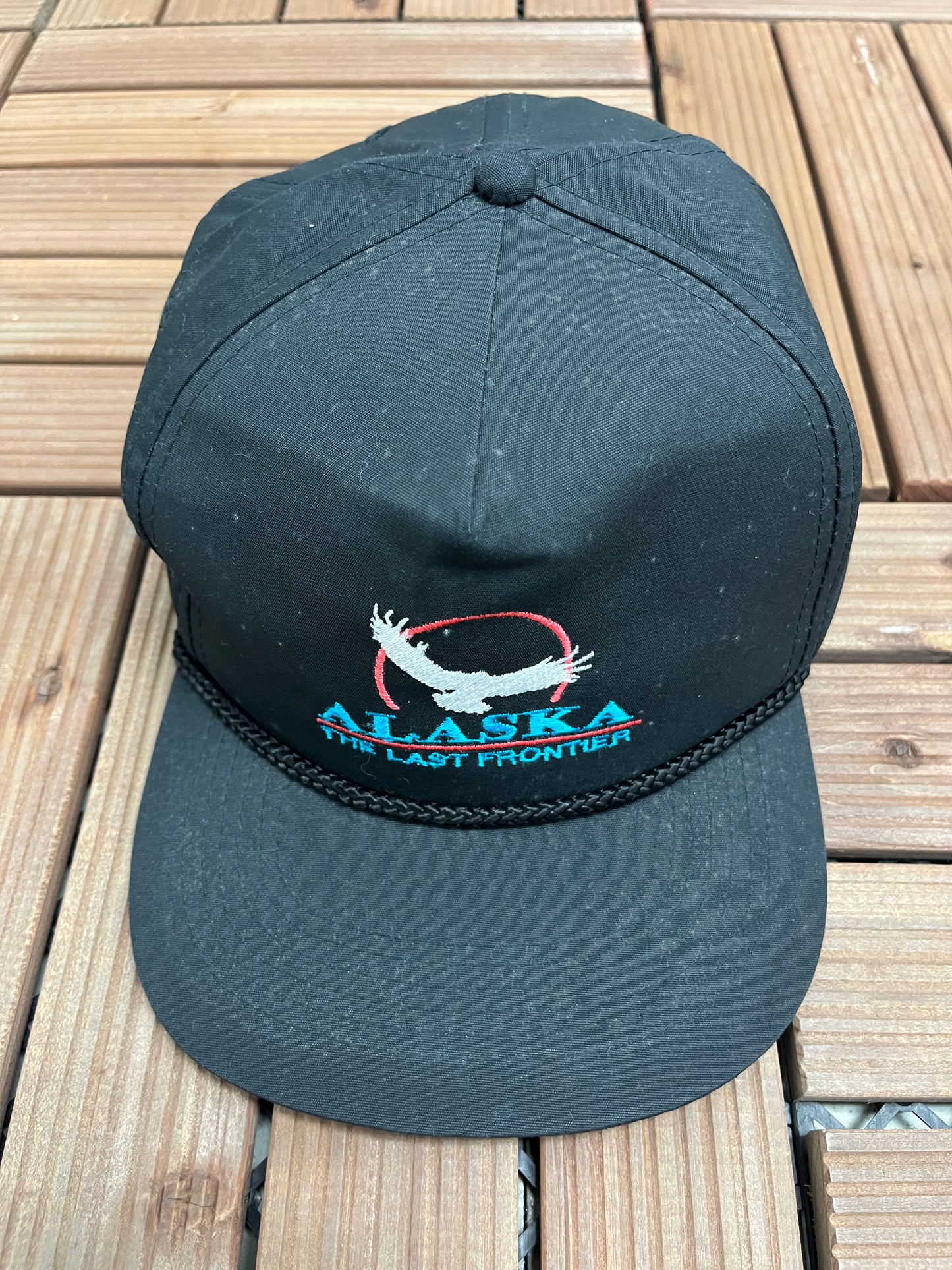 Alaska The Last Frontier Embroidered Graphic Hat | Snap Back | Vintage 1990s Tourist Black Cap |