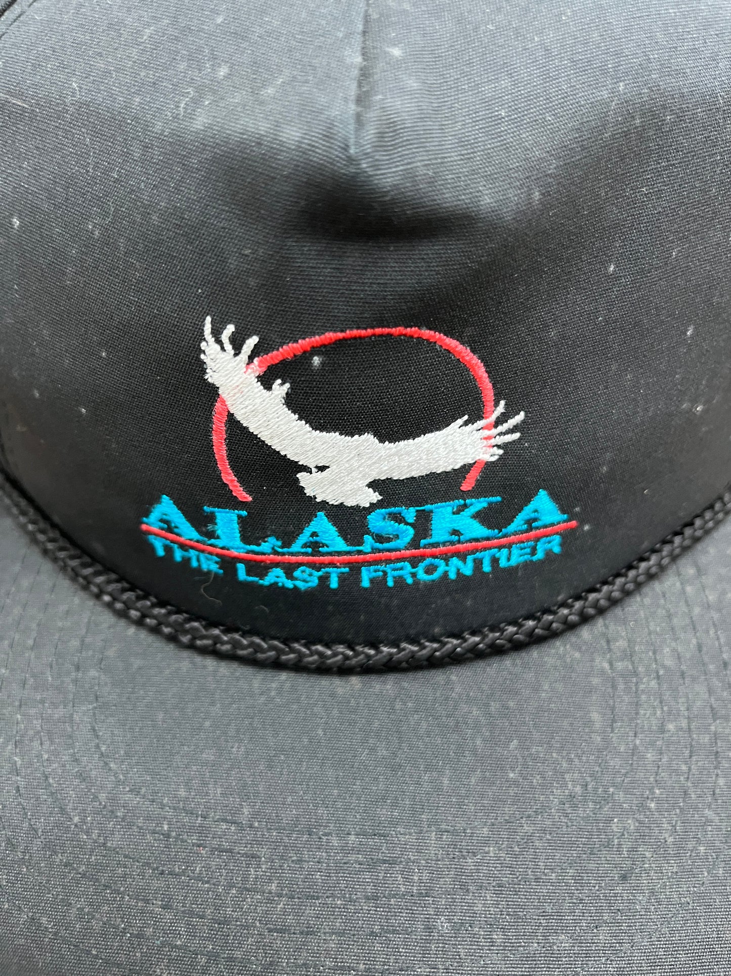 Alaska The Last Frontier Embroidered Graphic Hat | Snap Back | Vintage 1990s Tourist Black Cap |