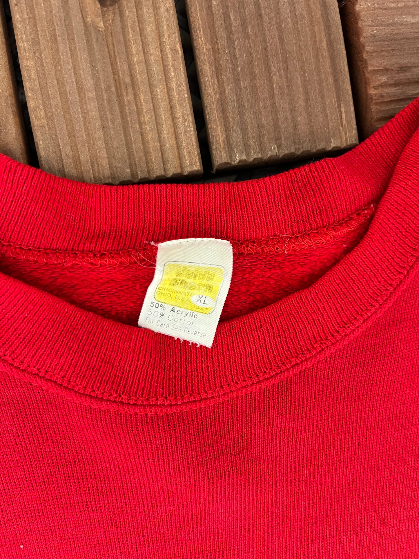 Link-Belt Cranes Graphic Crewneck | Size X-Large | Vintage 1990s Promotional Red Sweater |