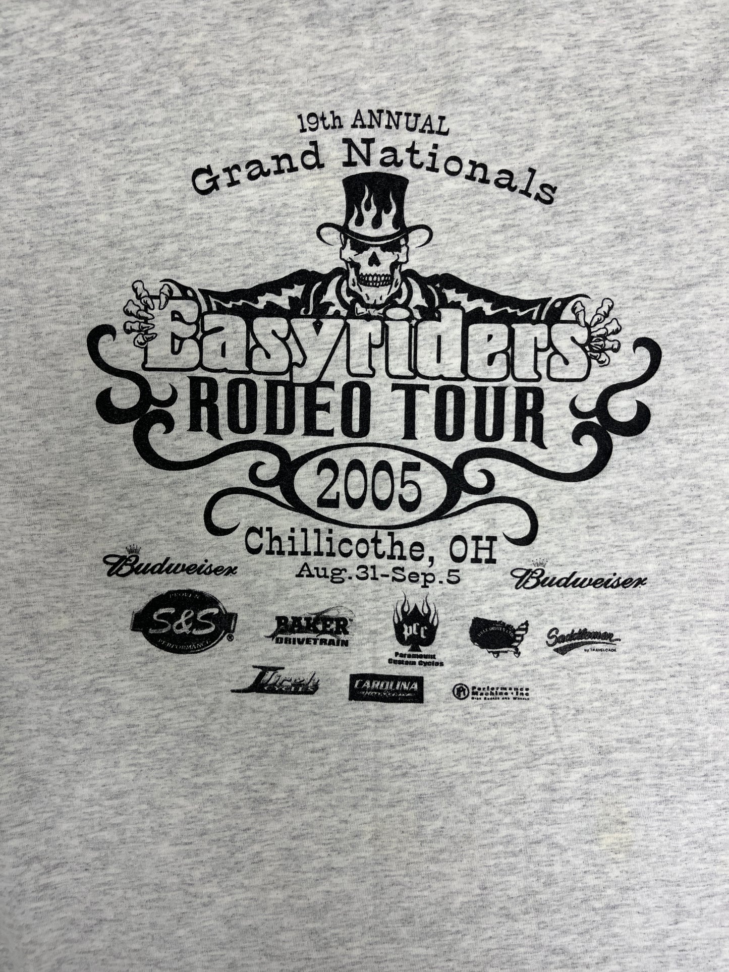 Three Decades Of Easyridin' Graphic Tee | Size Medium | Vintage 2000s Biker Motorcycle Grey T-Shirt |