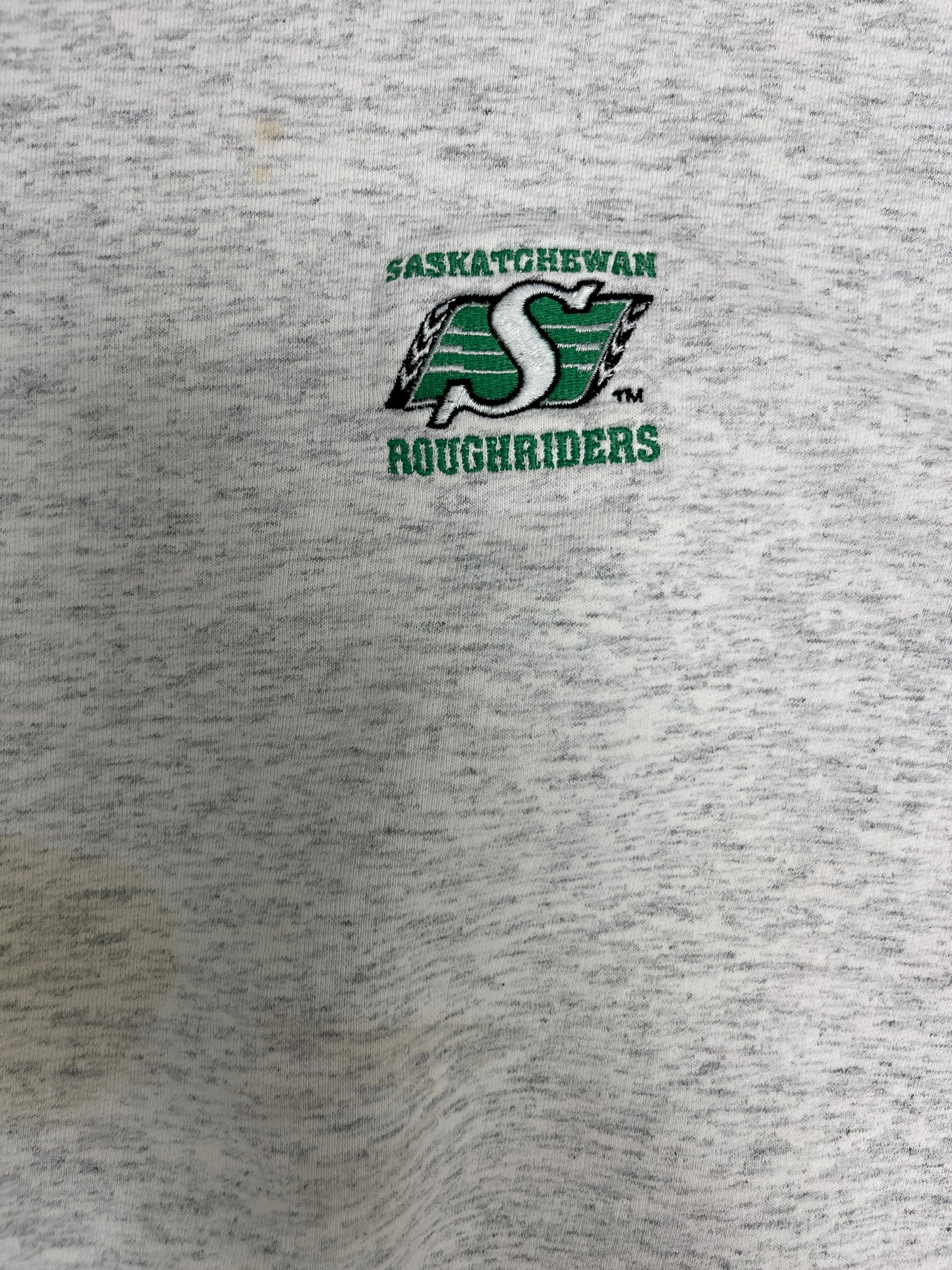 Saskatchewan Roughriders Embroidered Graphic Crewneck | Size X-Large | Vintage 1990s CFL Football Grey Sweater |