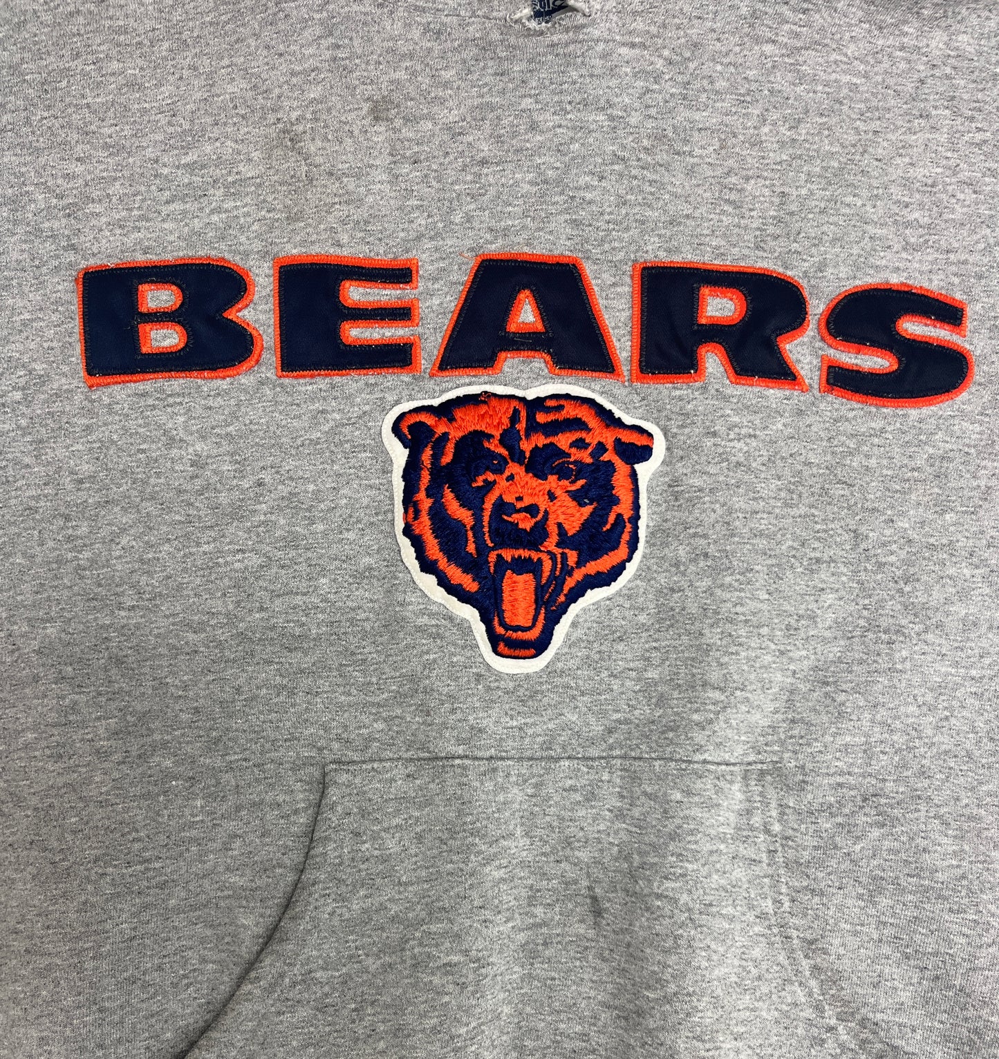 Chicago Bears Embroidered Graphic Hoodie | Size X-Large | Vintage 2000s NFL Football Grey Sweater |