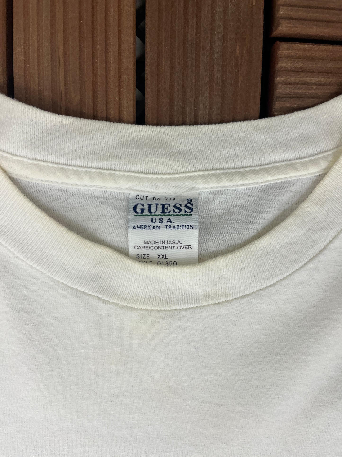 Guess Jeans Graphic Tee | Size XX-Large | Vintage 1990s Branded Made in USA White T-Shirt |