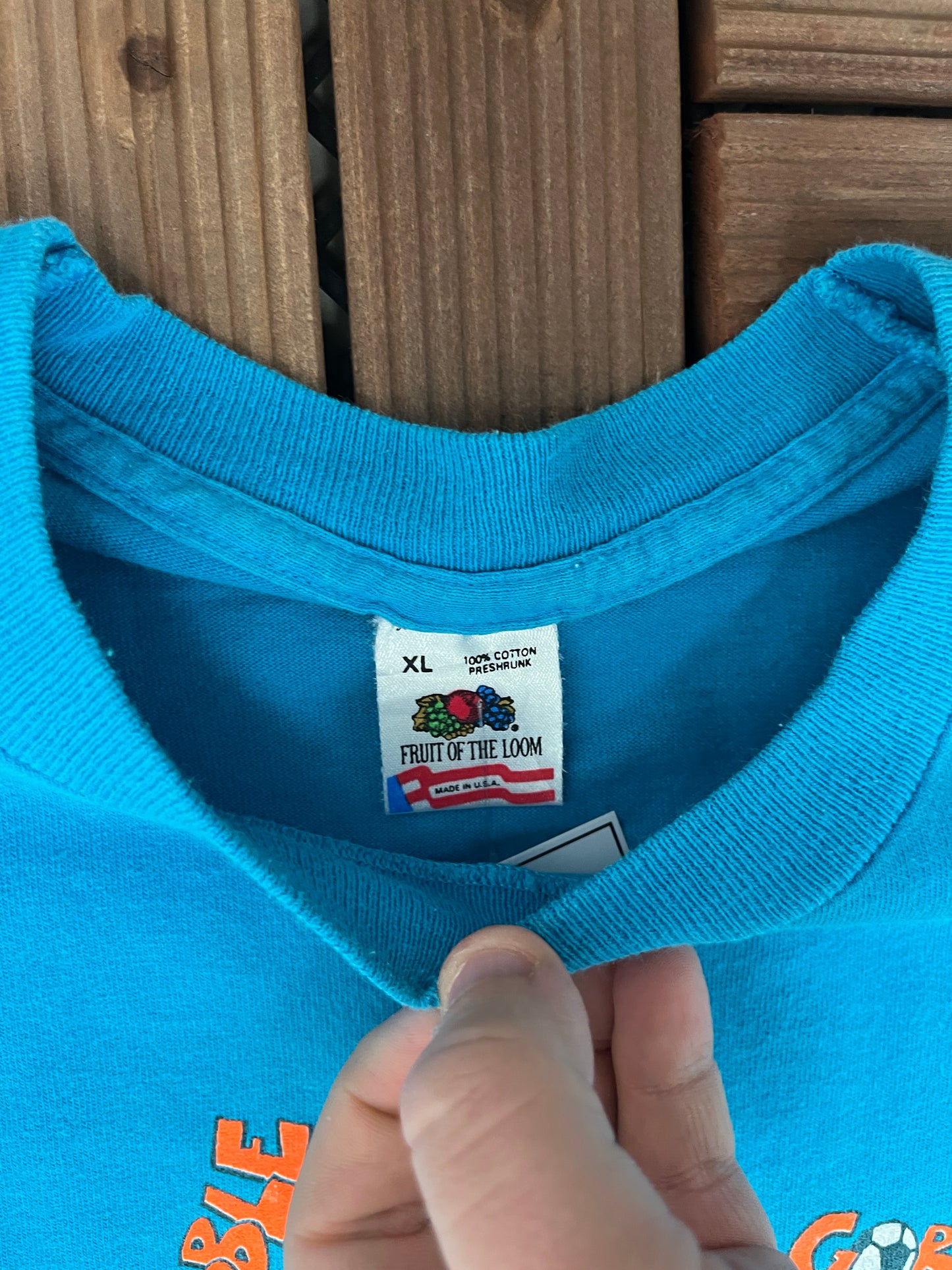 Charleston Thanksgiving Soccer Shootout 1990 Graphic Tee | Size X-Large | Vintage 1990s Promotional Blue T-Shirt | Free Shipping to USA |