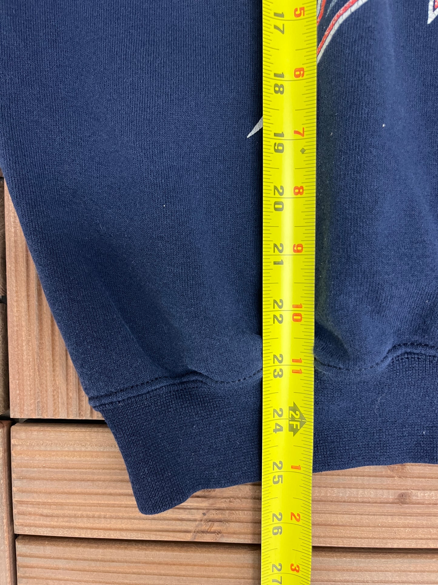 New England Patriots Graphic Crewneck | Size Large | Vintage 1990s NFL Football Blue Sweater |