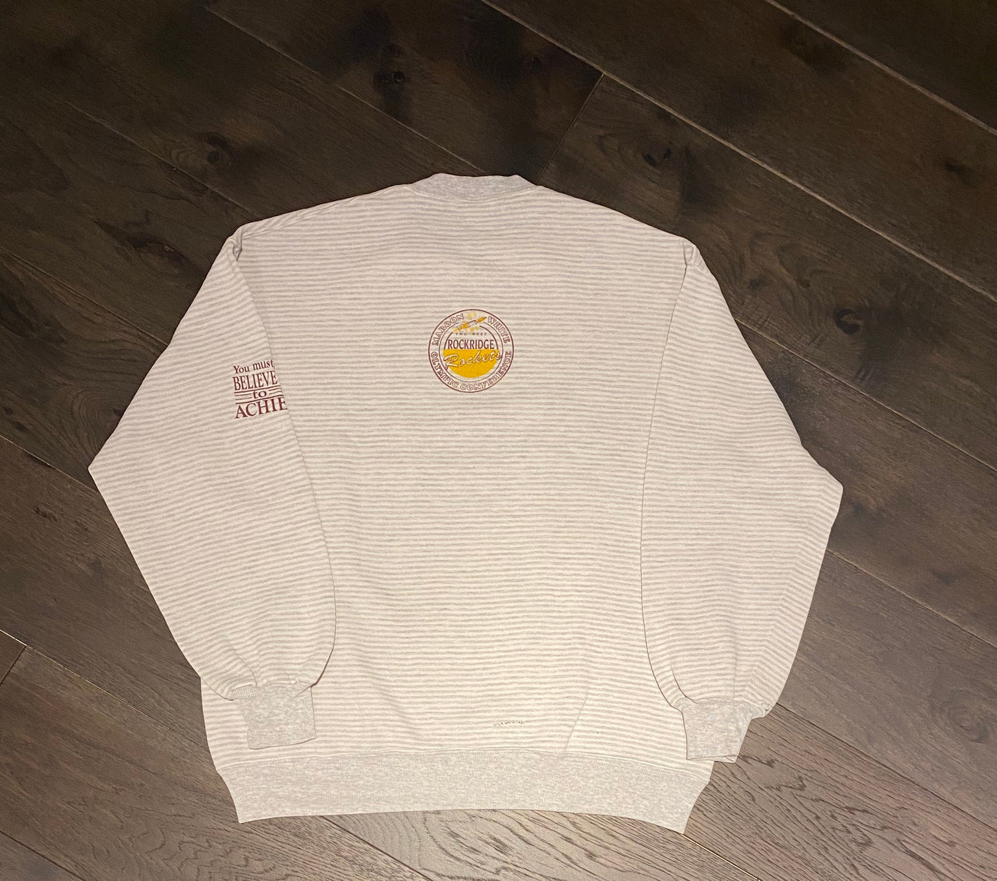Rockridge High School Rockets Crewneck | Size XL | Grey, Yellow & Red Sweater | Taylor Ridge, Illinois High School | Free Shipping to USA |