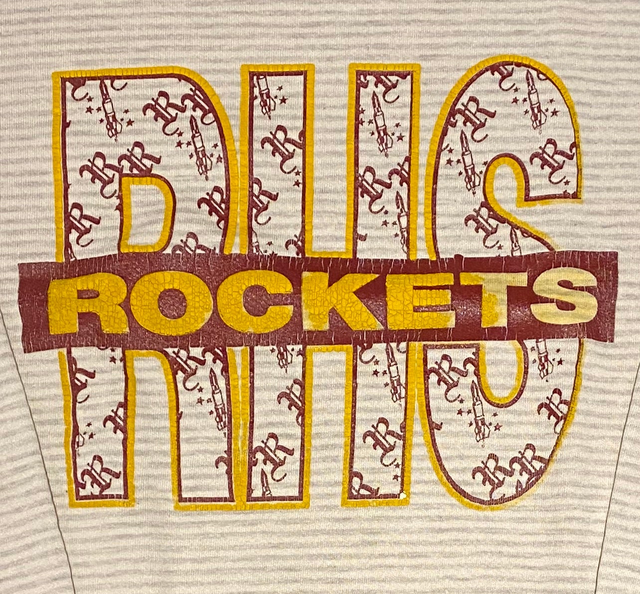 Rockridge High School Rockets Crewneck | Size XL | Grey, Yellow & Red Sweater | Taylor Ridge, Illinois High School | Free Shipping to USA |
