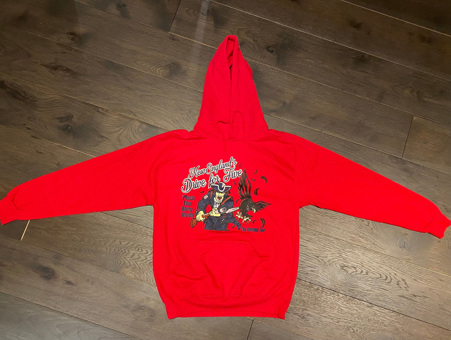 New England Patriot's Drive For Five Hoodie | Size Medium | Vintage 2000s Super Bowl Red Hoodie Sweatshirt | Free Shipping to USA |
