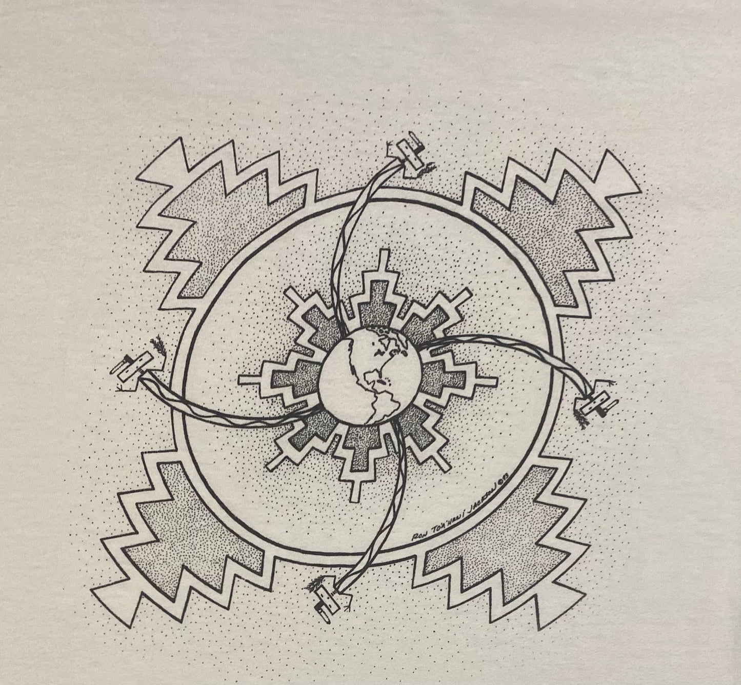 Ron Toahani Jackson Novajo Art Graphic Tee | Size XL | Vintage 1990s Single Stitch Artist White T-Shirt | Free Shipping to USA |
