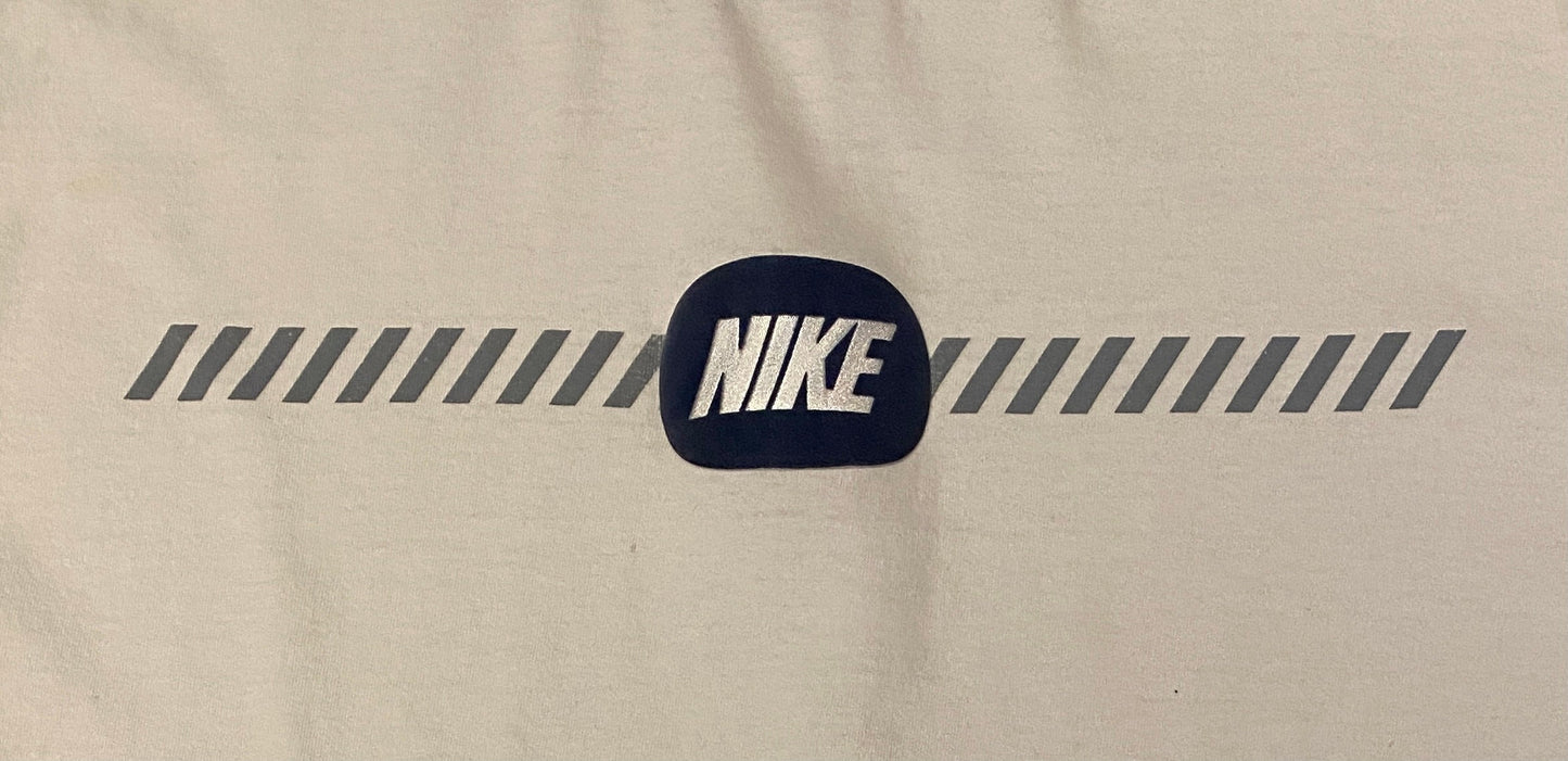 Nike Oval Patch Graphic Tee | Size Large | Vintage 2000s Nike White Silver Tag T-Shirt | Made in Canada | Free Shipping to USA |