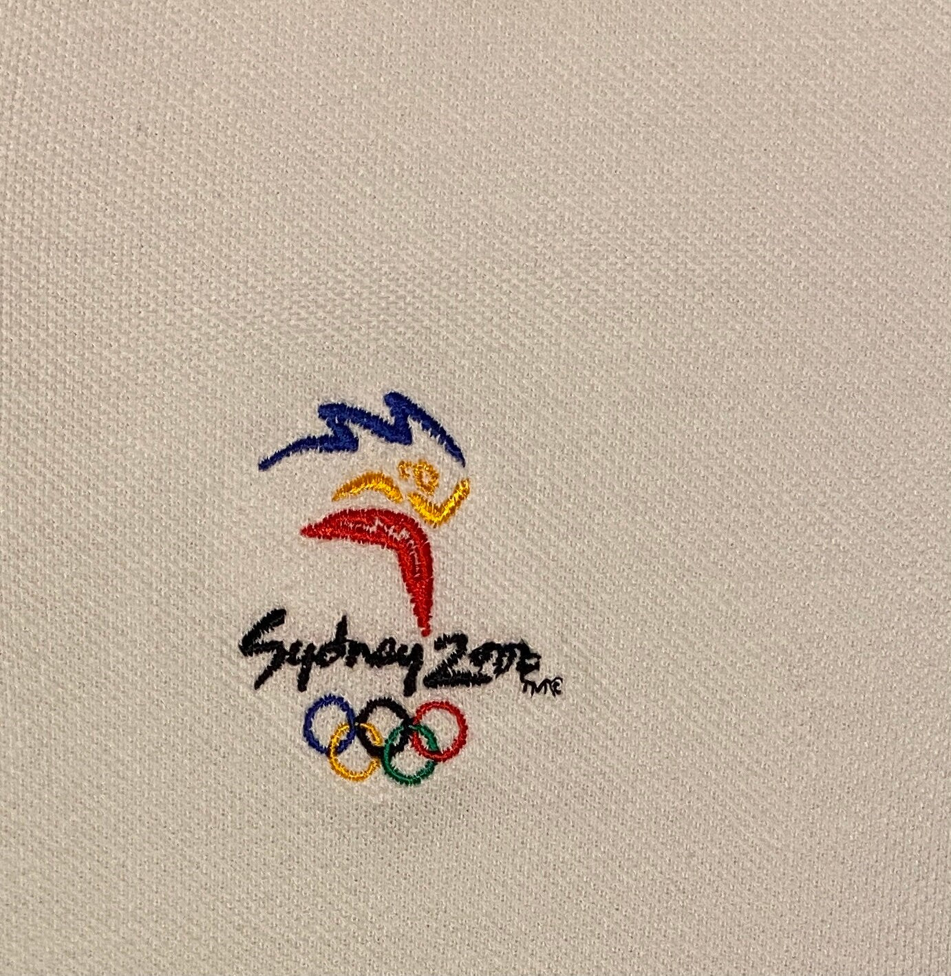 Sydney Olympics 2000 Embroidered Graphic Tee | Size Small | Vintage 2000s White Collared T-Shirt |