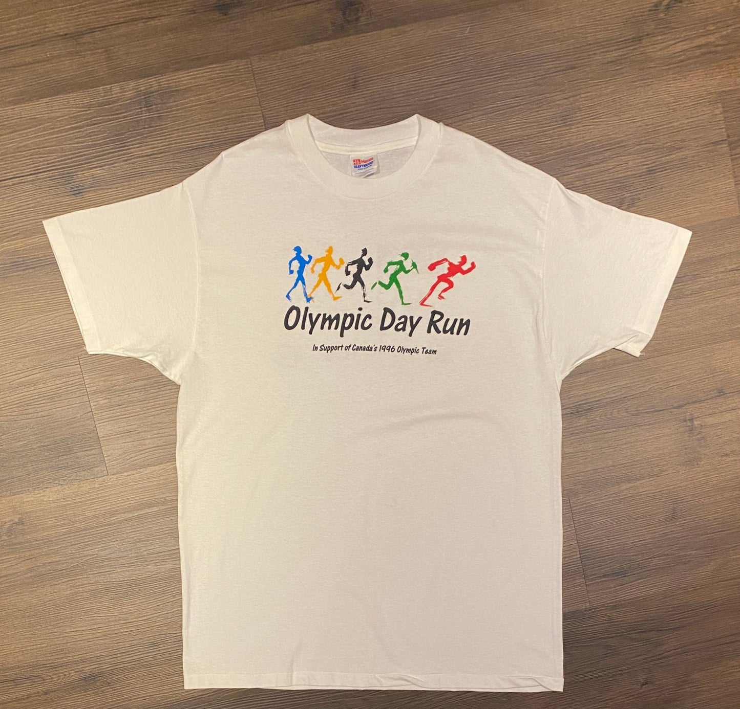 Olympic Day Run In Support Of Canada's Olympic Team Graphic Tee | Size XL | Vintage 1990s White Single Stitch T-Shirt |Free Shipping to USA|