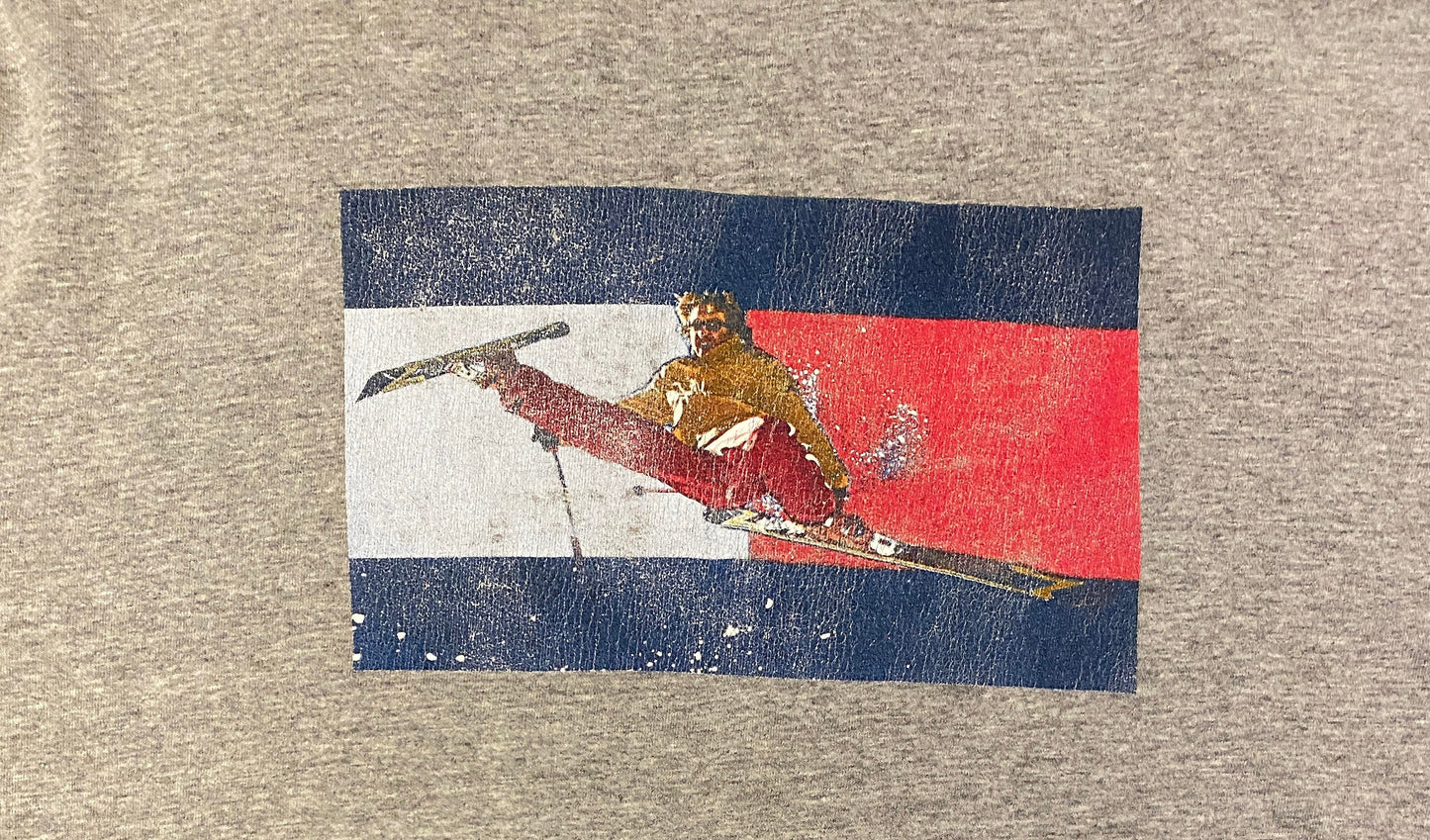 Tommy Hilfiger Jeans Skiing Graphic Tee | Size XL | Vintage 1990s Branded Made in USA Grey Long Sleeve T-Shirt | Free Shipping to USA |