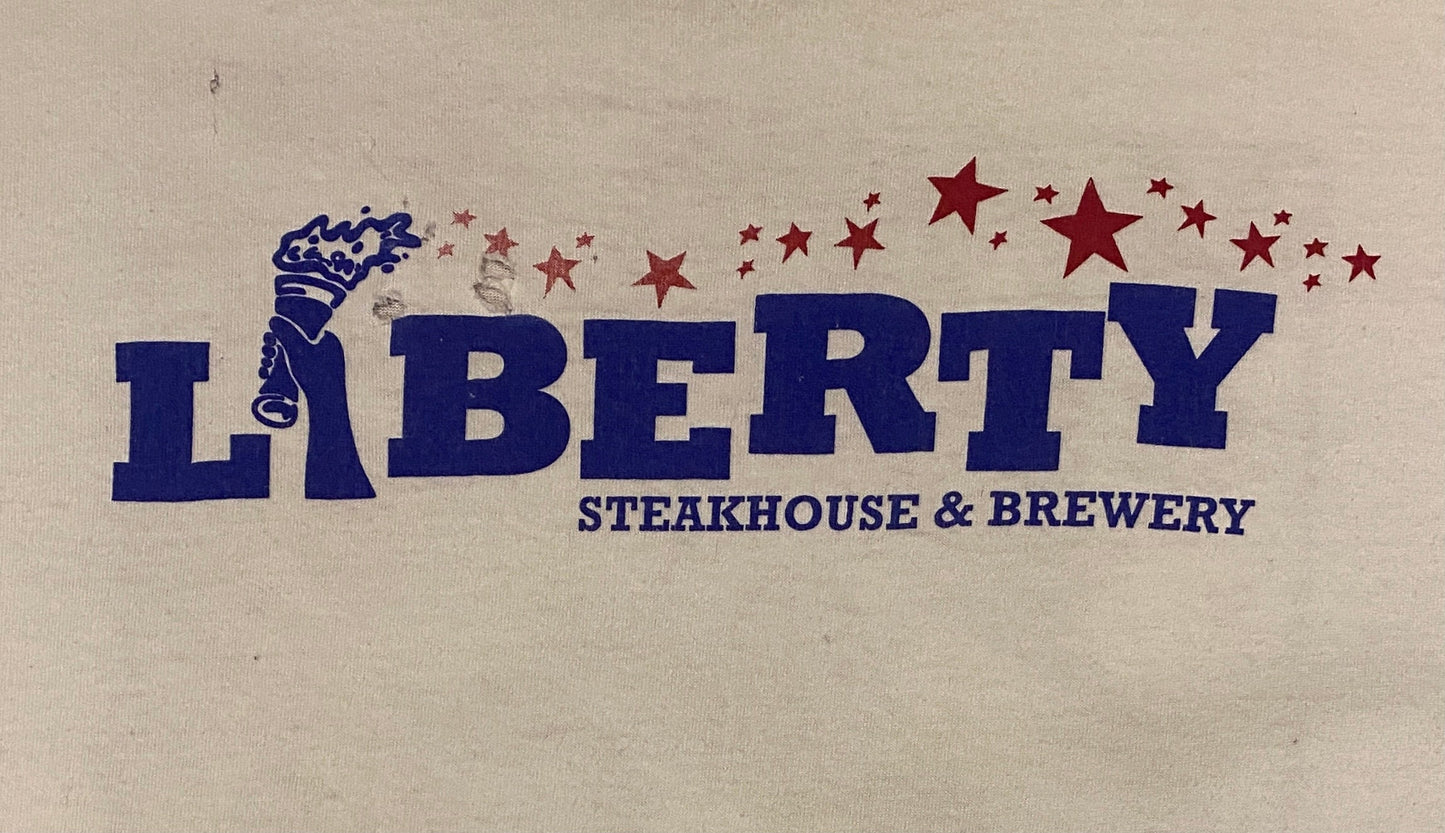 Liberty Steakhouse & Brewery Broadway Graphic Tee | Size Large | Vintage 1990s Single Stitch Promo White T-Shirt | Free Shipping to USA |