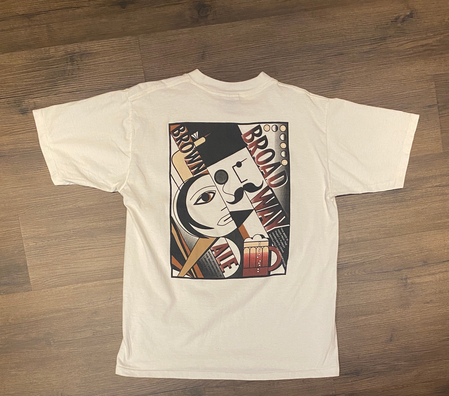 Liberty Steakhouse & Brewery Broadway Graphic Tee | Size Large | Vintage 1990s Single Stitch Promo White T-Shirt | Free Shipping to USA |