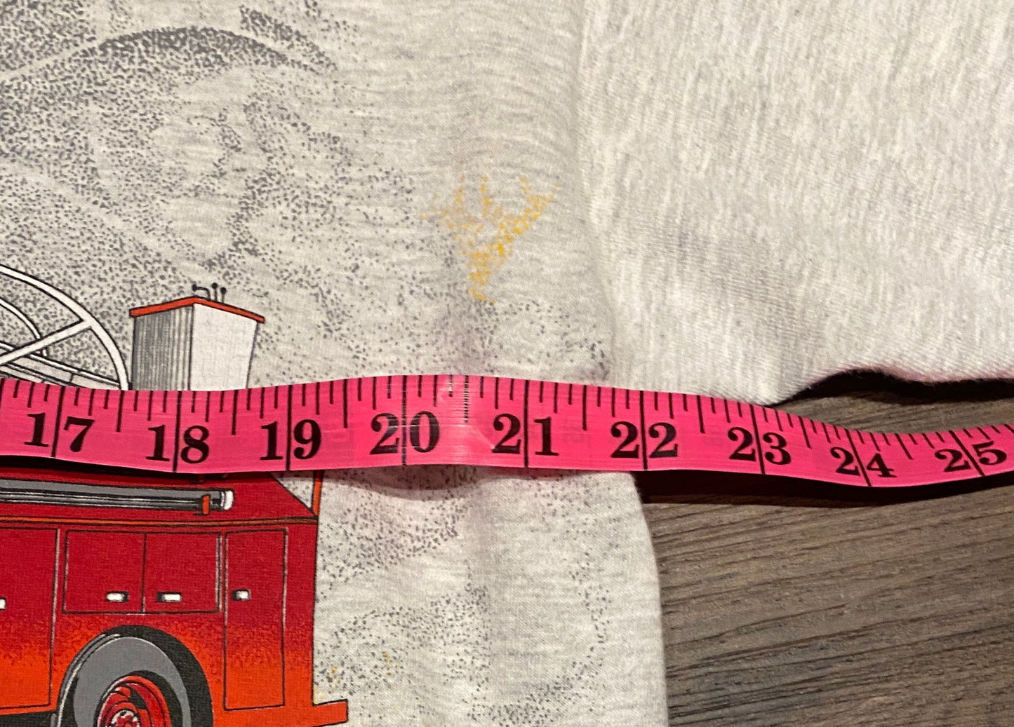 Fire Truck Cross Chest Graphic Tee | Size Large | Vintage 1990s Single Stitch Red & Grey T-Shirt |