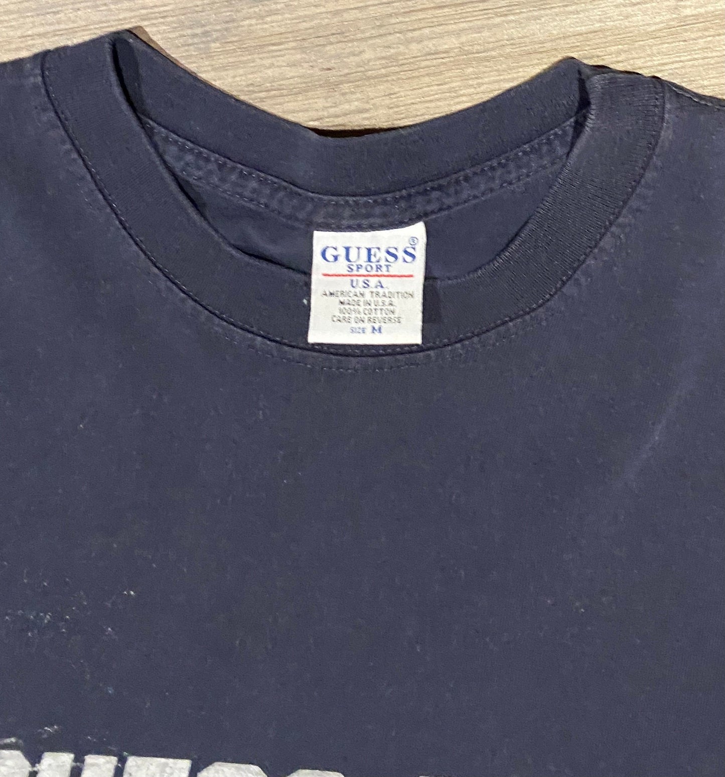 Guess Sport Spell Out Graphic Tee | Size Medium | Vintage 1990s Branded Grey & Black T-Shirt | Made in USA | Free Shipping to USA |