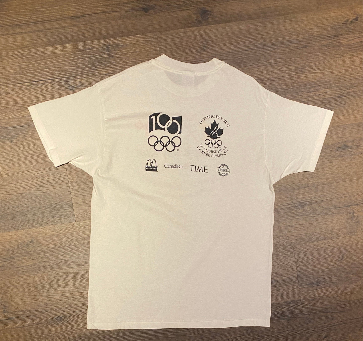 Olympic Day Run In Support Of Canada's Olympic Team Graphic Tee | Size XL | Vintage 1990s White Single Stitch T-Shirt |Free Shipping to USA|