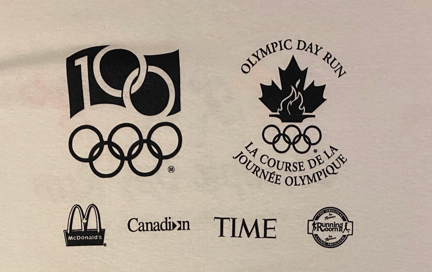 Olympic Day Run In Support Of Canada's Olympic Team Graphic Tee | Size XL | Vintage 1990s White Single Stitch T-Shirt |Free Shipping to USA|