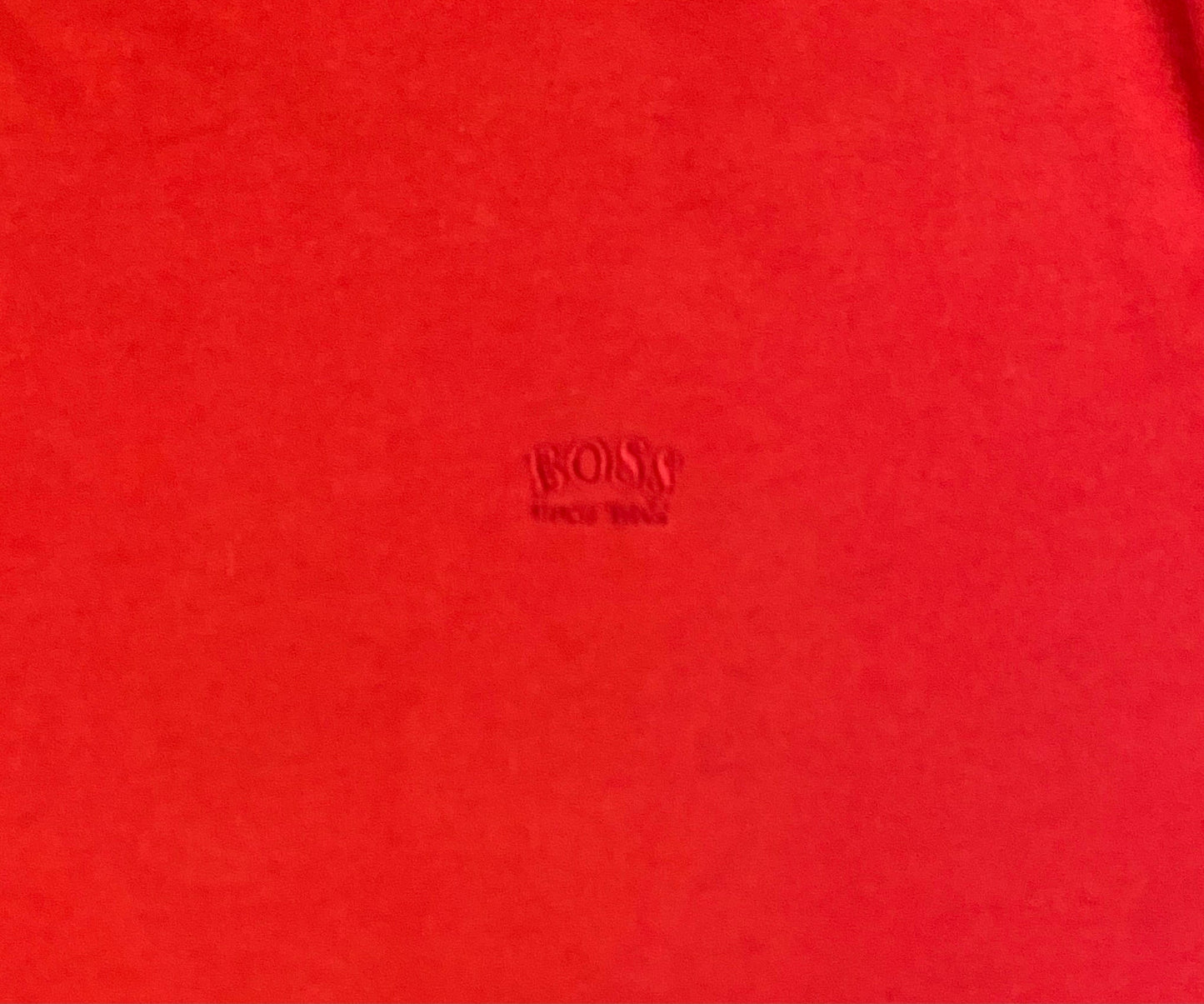 Hugo Boss Embroidered Graphic Tee | Size Large | Vintage 1990s Retro Red Branded T-Shirt | Made in Hong Kong | Free Shipping to USA |