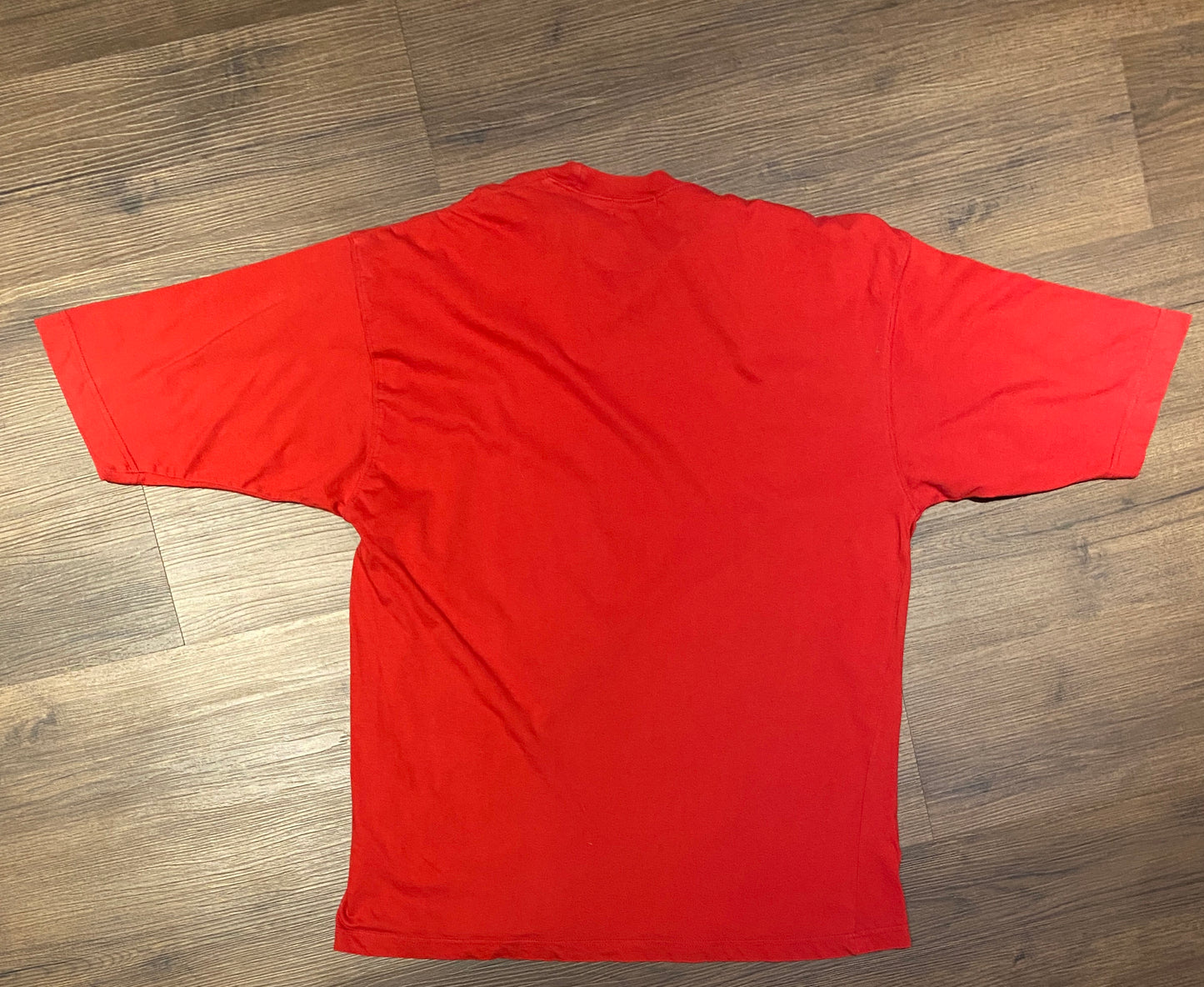 Hugo Boss Embroidered Graphic Tee | Size Large | Vintage 1990s Retro Red Branded T-Shirt | Made in Hong Kong | Free Shipping to USA |