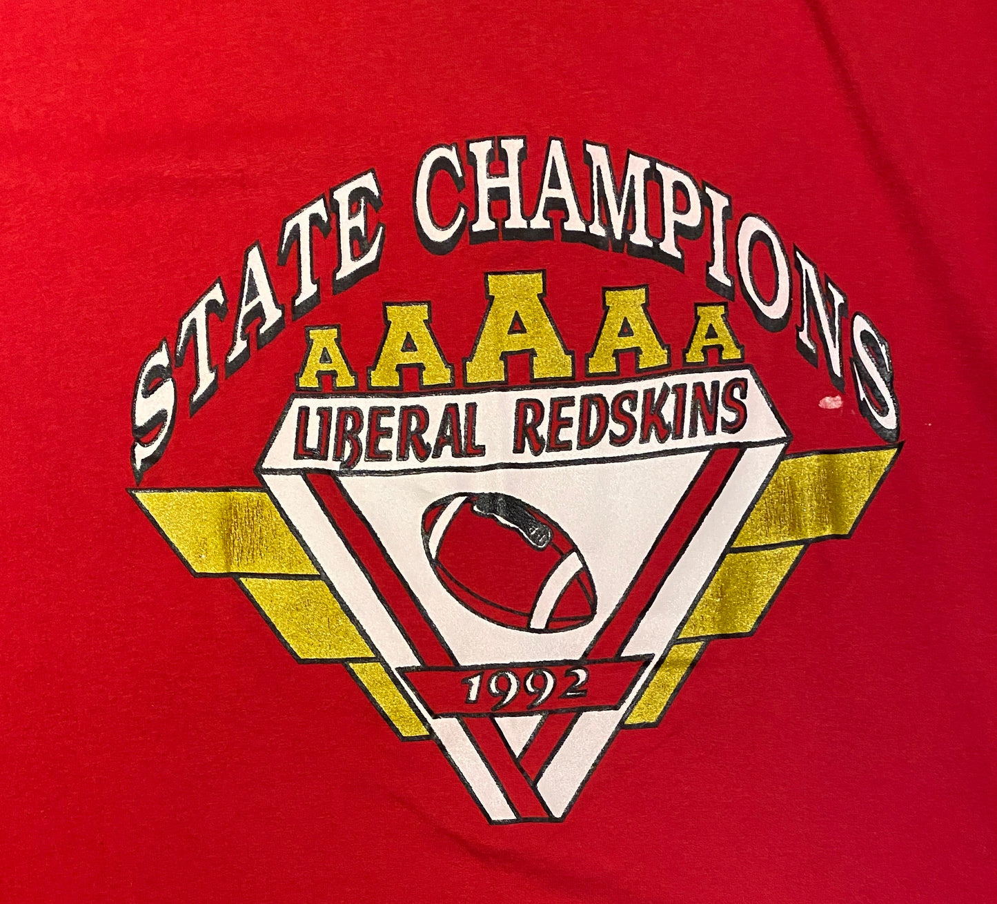 Liberal High School State Champions Graphic Tee | Size XXL | Vintage 1990s Kansas High School Red T-Shirt | Free Shipping to USA |