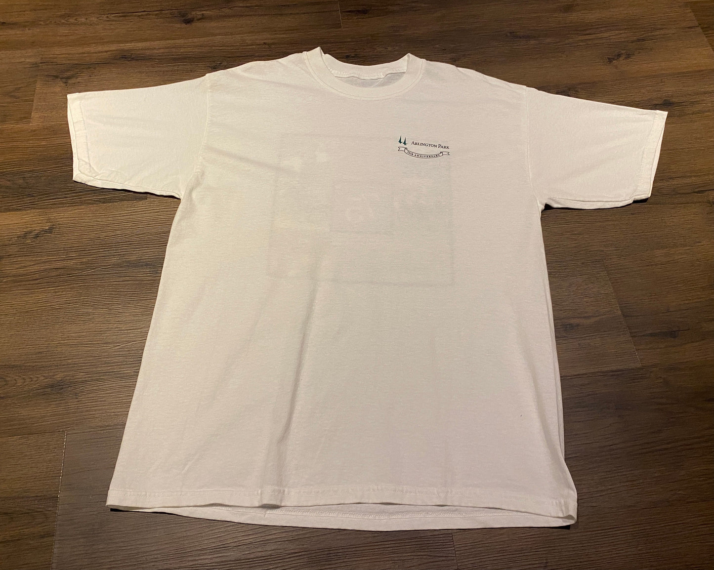 Arlington Park 75th Anniversary Graphic Tee | Size XL | Vintage 2000s Horse Thoroughbred Racing White T-Shirt | Free Shipping to USA |