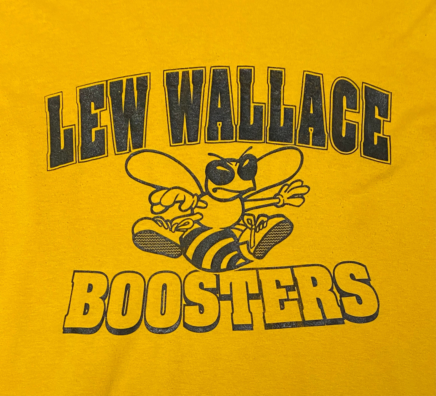 Lew Wallace Boosters Graphic Tee | Size Large | Vintage 1990s College University Band Yellow T-Shirt | Made in USA | Free Shipping to USA |