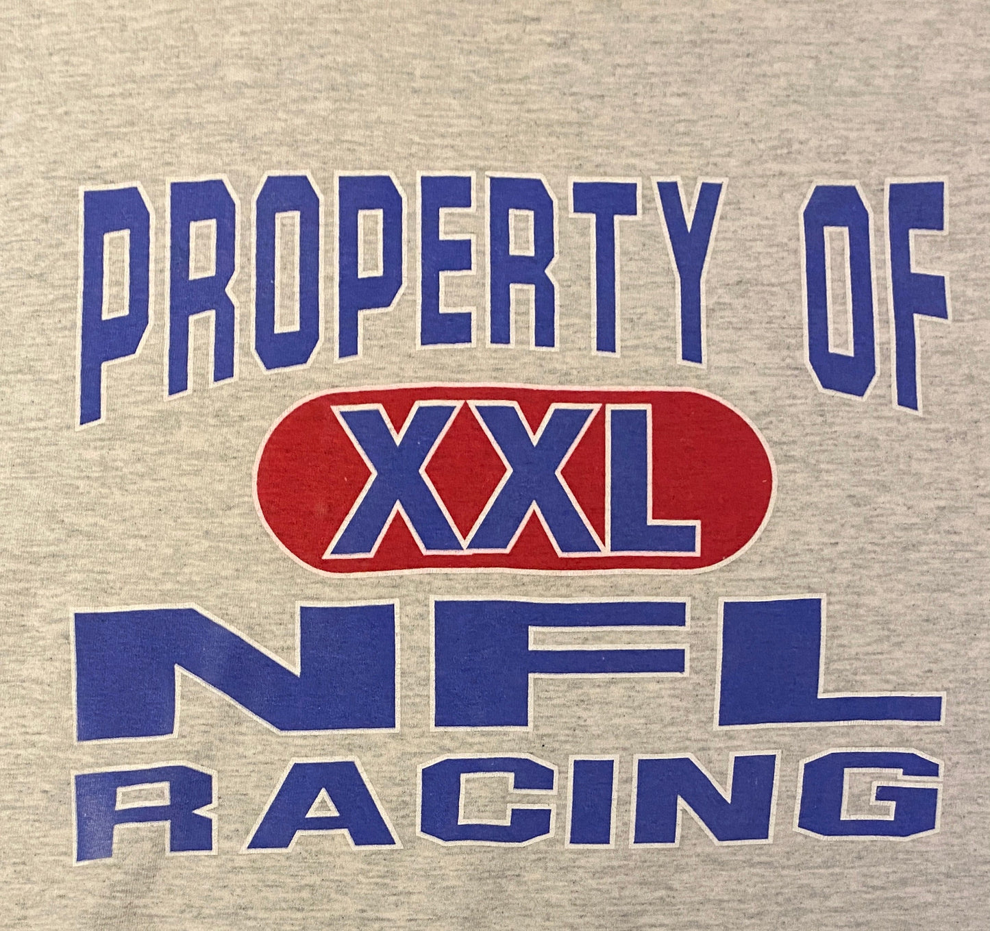 Property Of XXL NFL Racing Graphic Tee | Size Large | Vintage 1990s Racing Grey T-Shirt | Made in America | Free Shipping to USA |