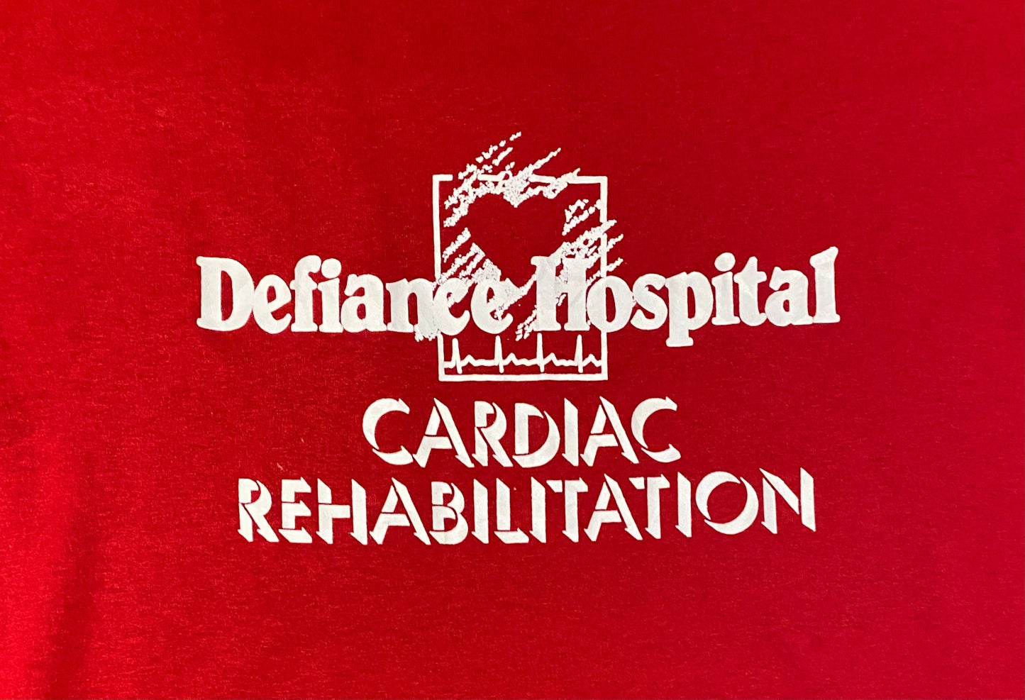 Defiance Hospital Cardiac Rehabilitation Graphic Tee | Size Large | Vintage 1990s Red T-Shirt | Defiance, Ohio | Free Shipping to USA |