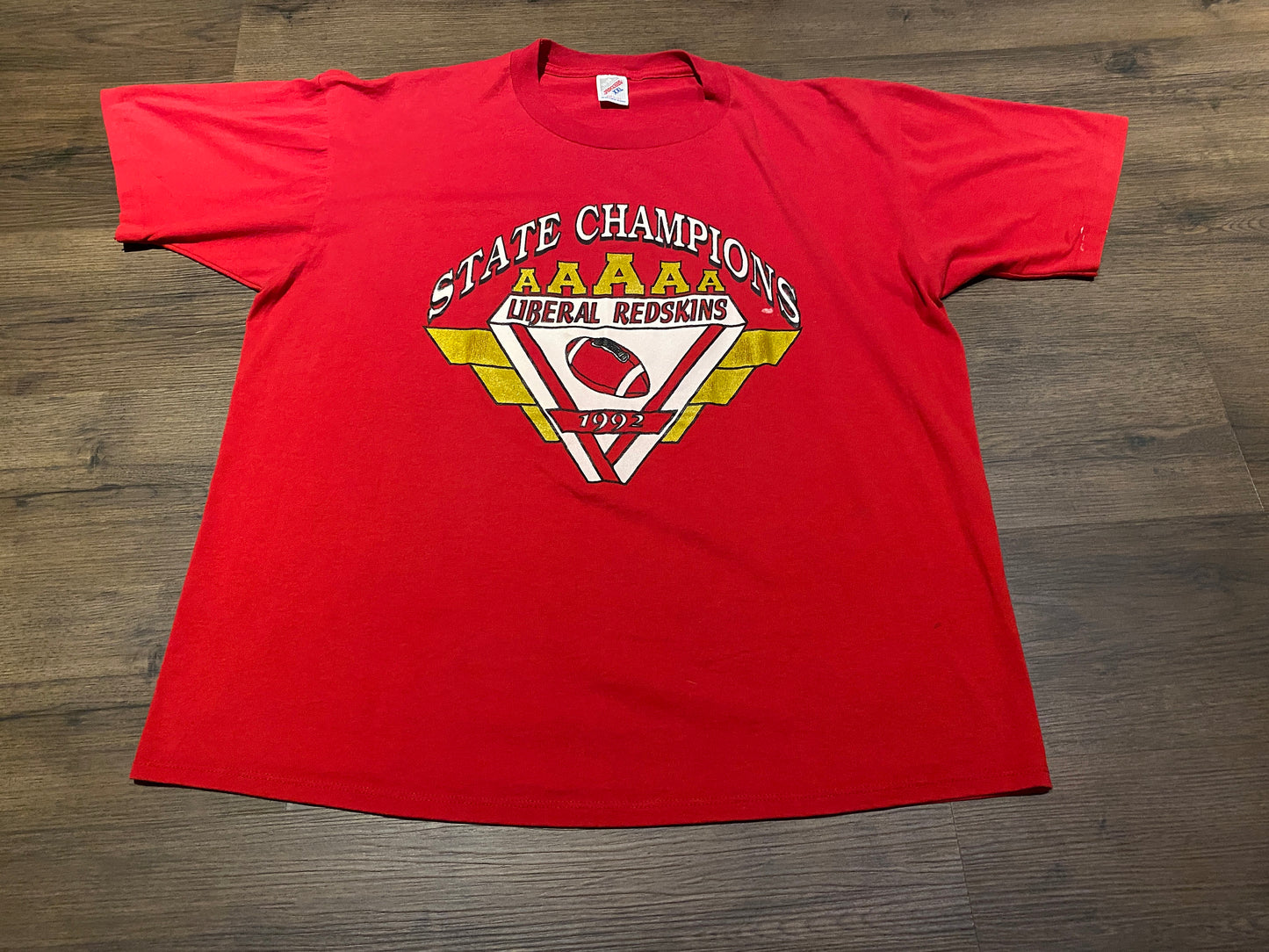 Liberal High School State Champions Graphic Tee | Size XXL | Vintage 1990s Kansas High School Red T-Shirt | Free Shipping to USA |