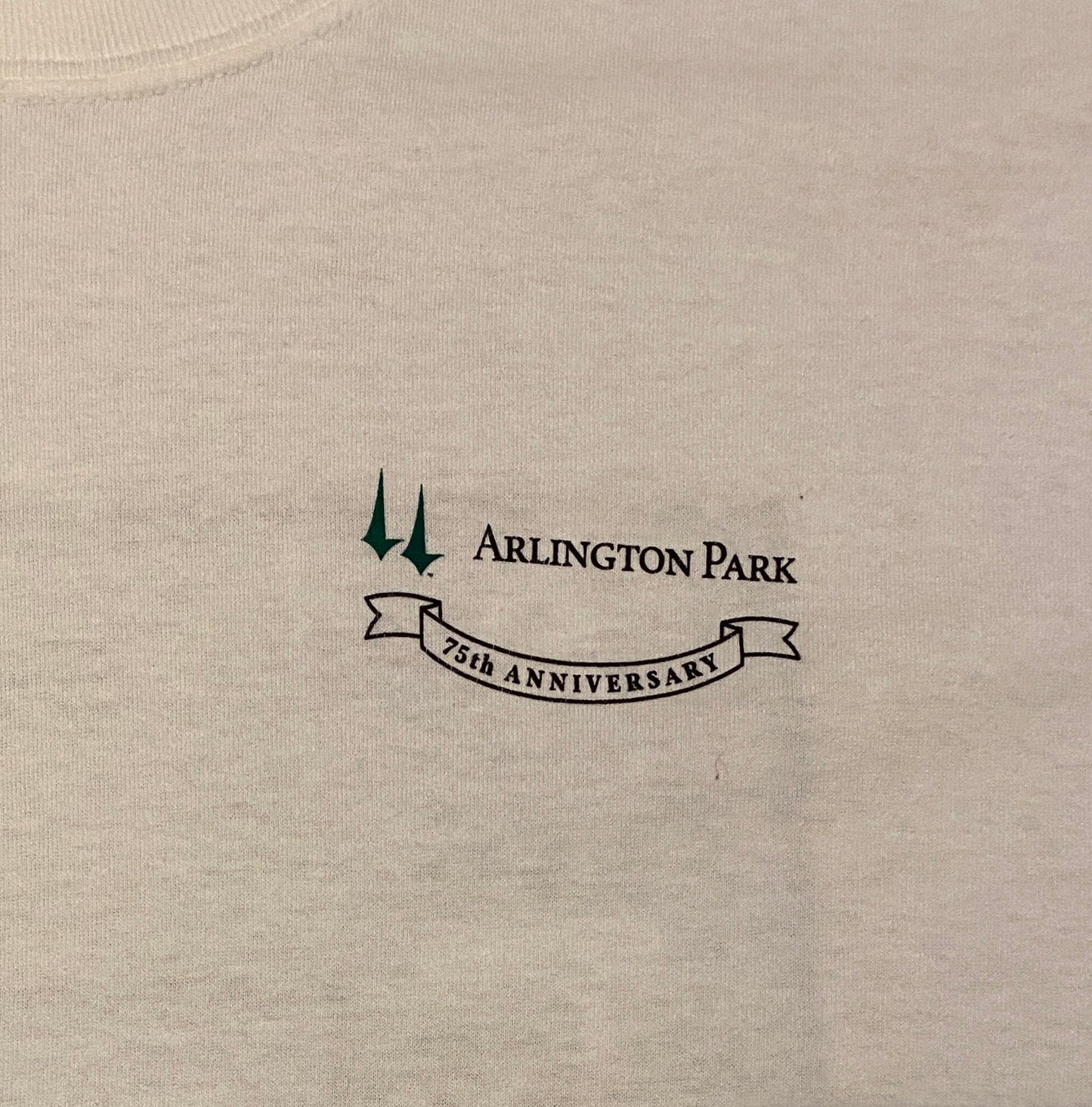 Arlington Park 75th Anniversary Graphic Tee | Size XL | Vintage 2000s Horse Thoroughbred Racing White T-Shirt | Free Shipping to USA |