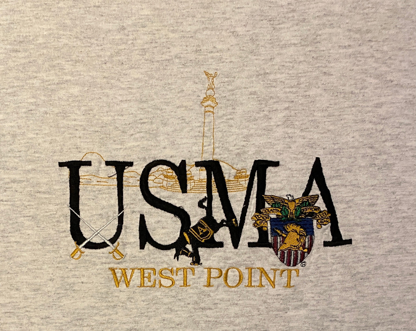 United States Military Academy West Point Embroidered Graphic Tee | Size Medium | Vintage 1990s Grey T-Shirt | Free Shipping to USA |